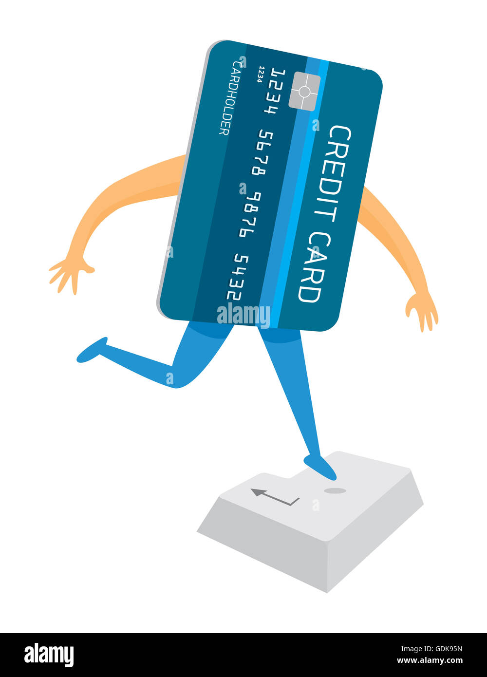 Cartoon illustration de payer par carte de crédit ou l'achat en ligne Banque D'Images