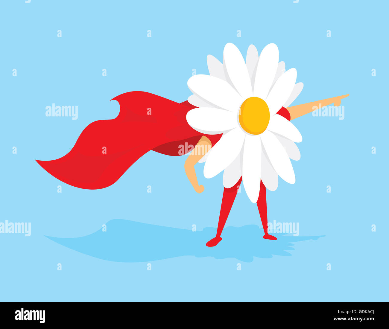 Cartoon illustration du pouvoir des fleurs super hero avec le cap Banque D'Images