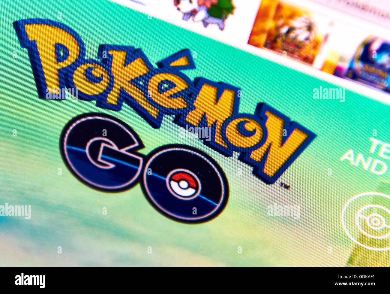 Pokemon Rendez-vous page d'accueil sur un écran de surveillance Banque D'Images