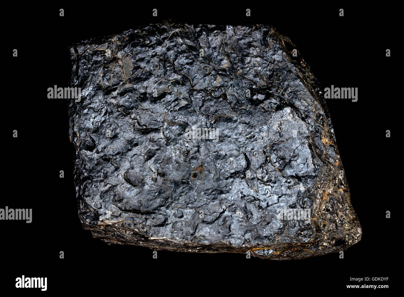 Le charbon bitumineux, West Virginia, haute teneur en soufre, la roche sédimentaire, formé par de la tourbe sous compression métamorphique Banque D'Images