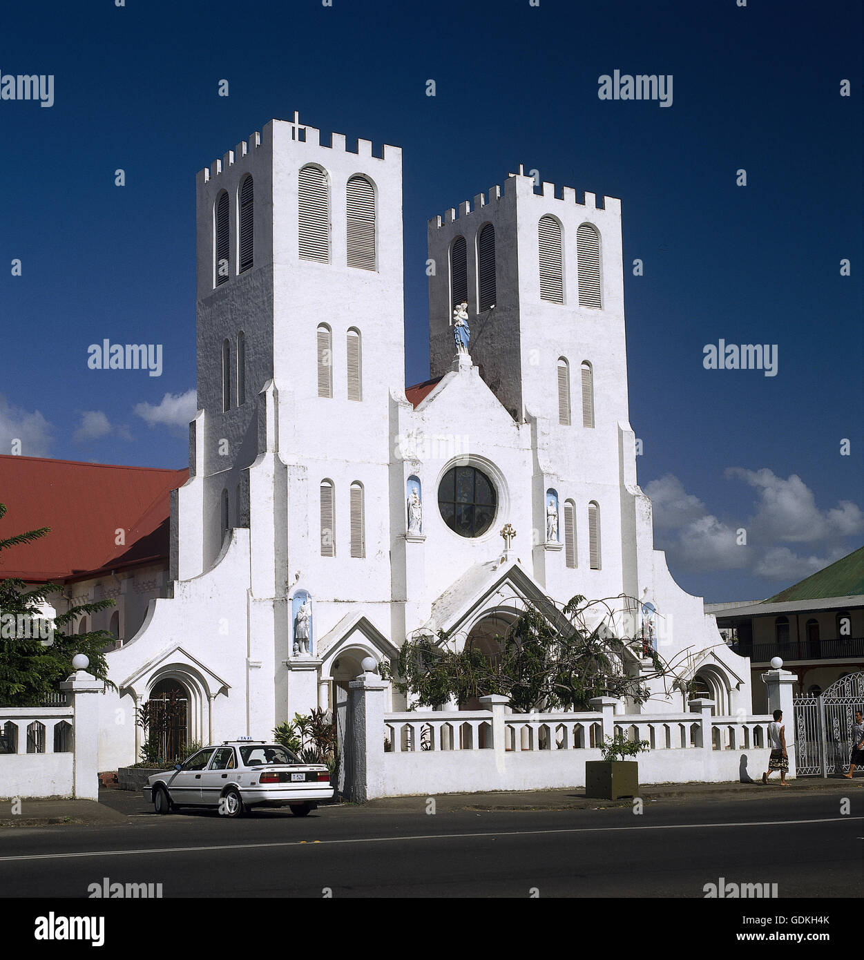 Géographie / billet, Samoa, Apia, Mulivai, églises, Église catholique, construit 1885 - 1907 (vue extérieure, colonie allemande 1889 - 1919, sous l'administration de la Nouvelle-Zélande 1920 - 1962, Banque D'Images