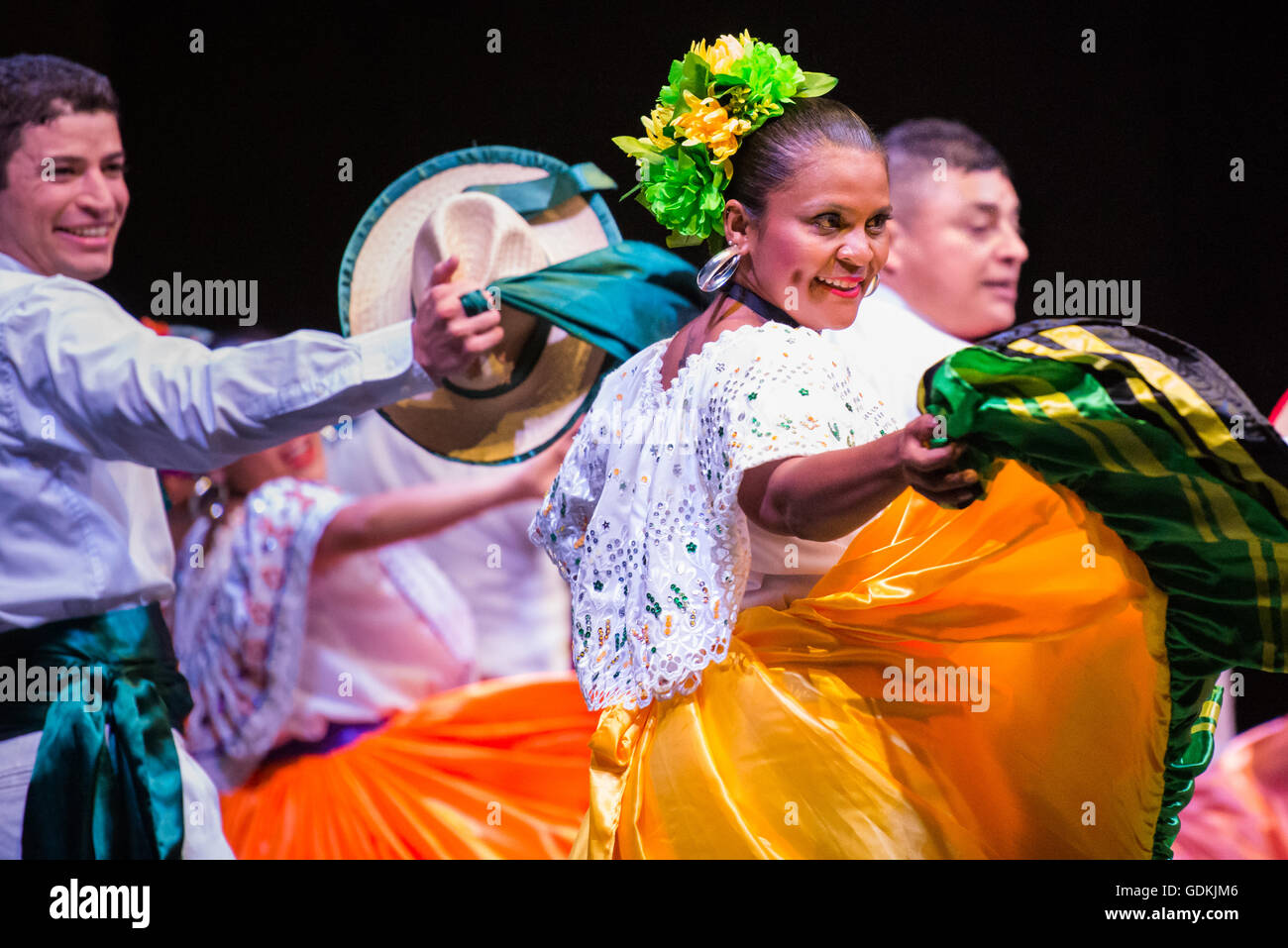 Inspiraciones Costarricenses de San Jose, Costa Rica, l'exécution au 28ème Festival de Folklore CIOFF international Folkart, folklore sous-festival Festival de Carême, l'un des plus grands festivals en plein air en Europe. Folkart, Festival le Carême, Maribor, Slovénie, 2016. Banque D'Images