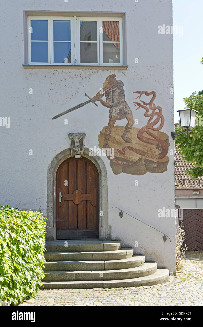 La peinture murale, le lac de Constance, Lindau, Bavière, Allemagne Banque D'Images