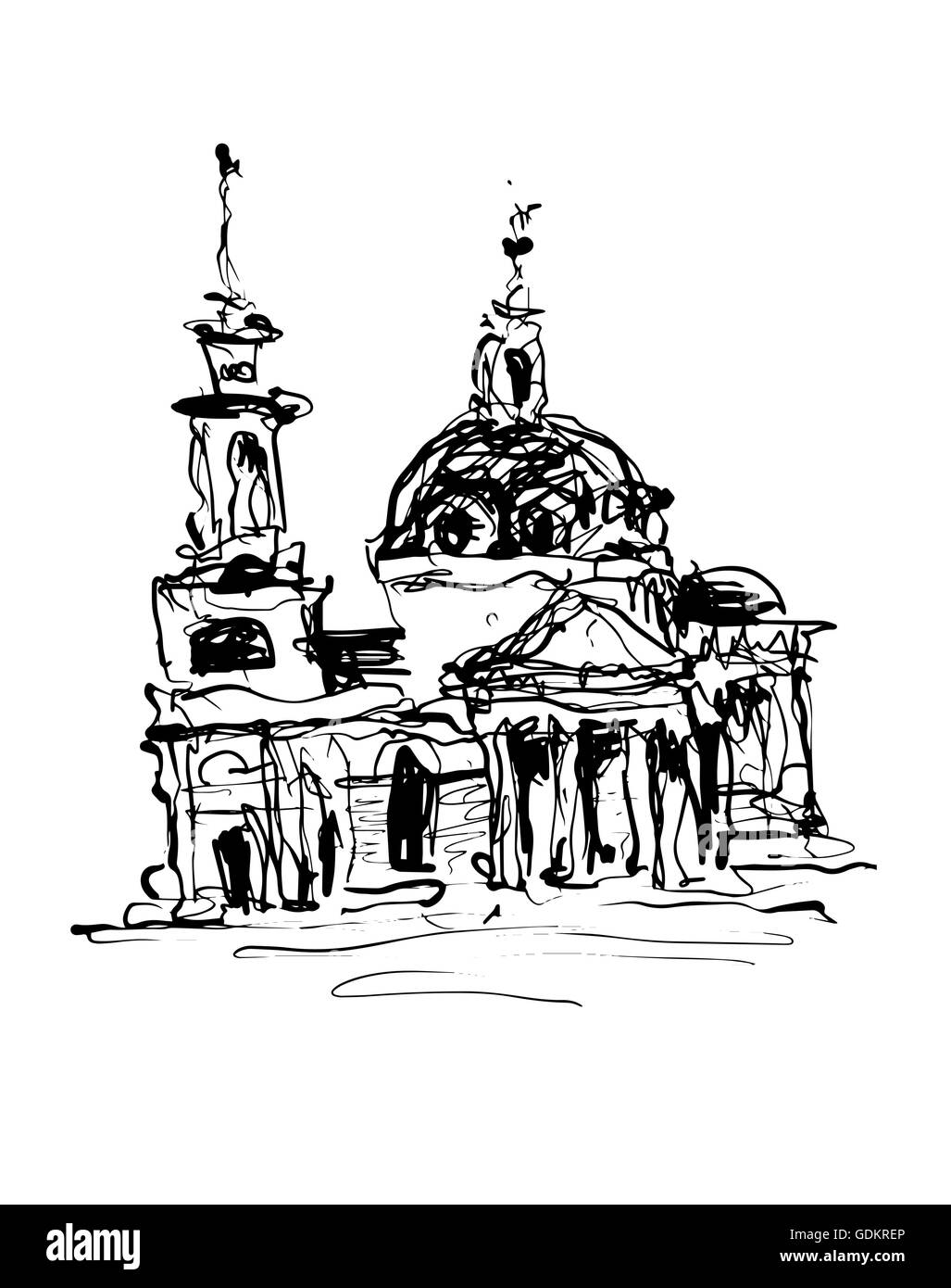 Esquisse du bâtiment historique de Kiev, Ukraine Illustration de Vecteur