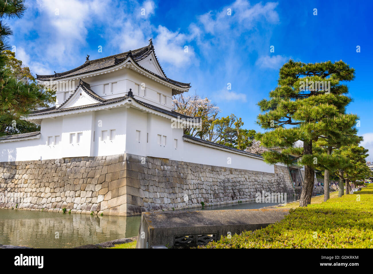Kyoto, au Japon, au château de Nijo's douves extérieures. Banque D'Images