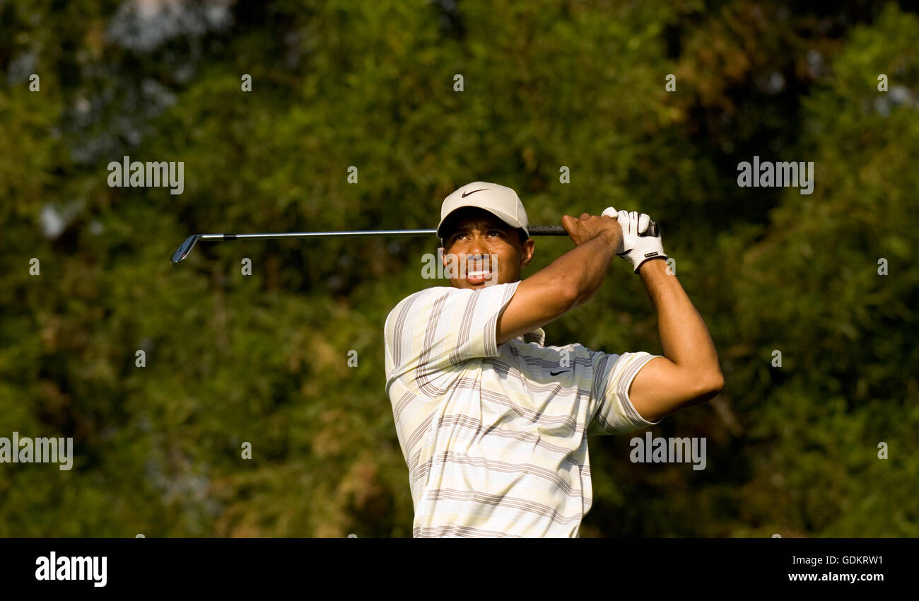 Tiger Woods, Dubai Desert Classic 2007, DUBAÏ, ÉMIRATS ARABES UNIS. Banque D'Images