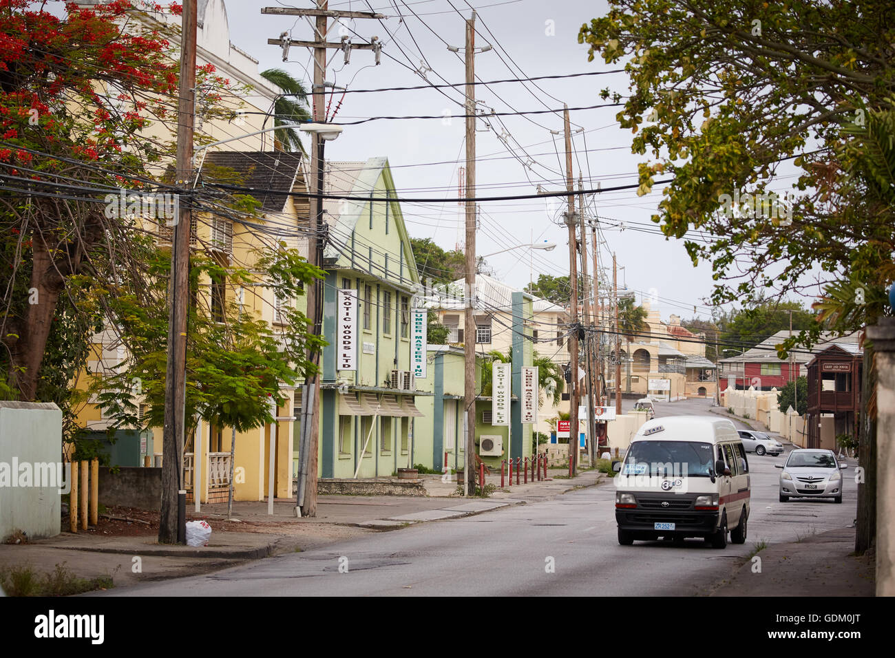 Les Petites Antilles La Barbade paroisse Saint Michael West indies capitale Bridgetown Barbade River Road Taxi à itinéraire ZR Zed R ro bus Banque D'Images