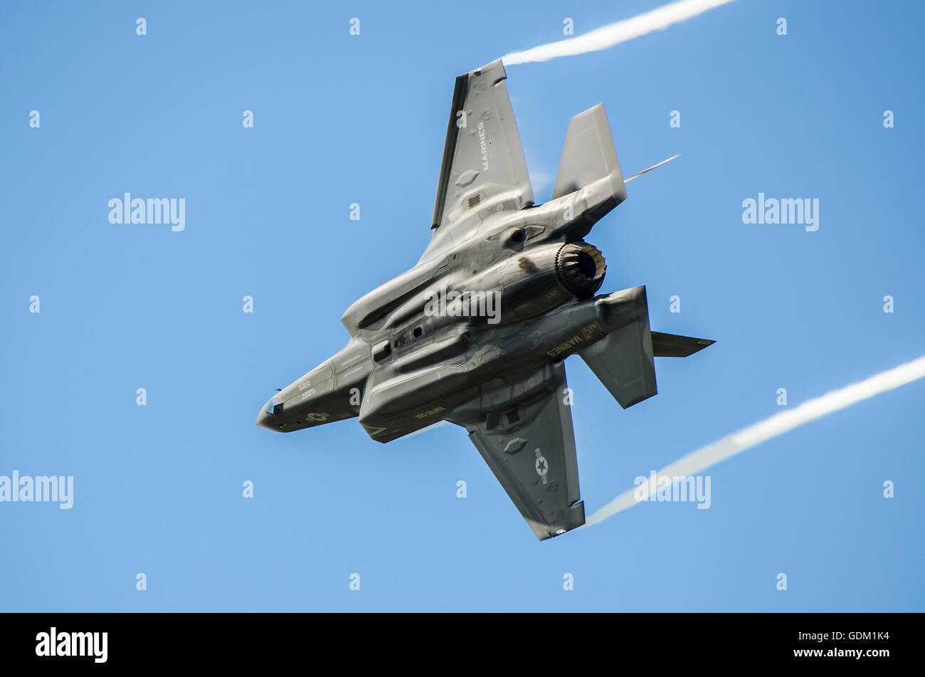 Le chasseur multirôle furtif Lockheed Martin F-35B Lightning II monoplace, monomoteur, tous temps. Version US Marine corps Banque D'Images