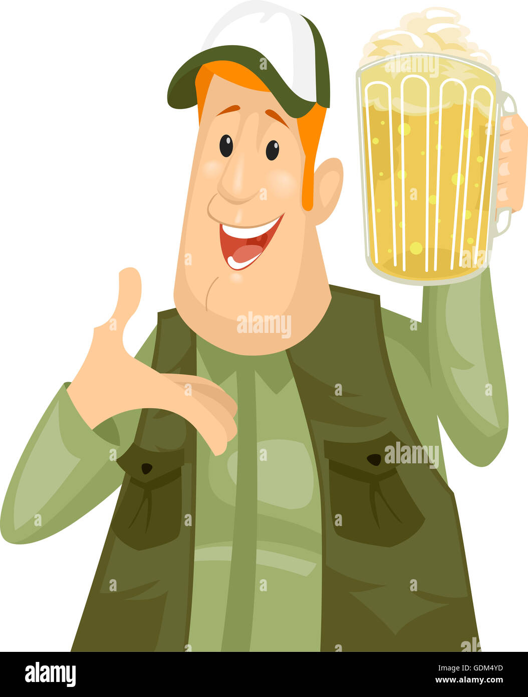 Illustration d'un homme tenant un pichet de bière Banque D'Images