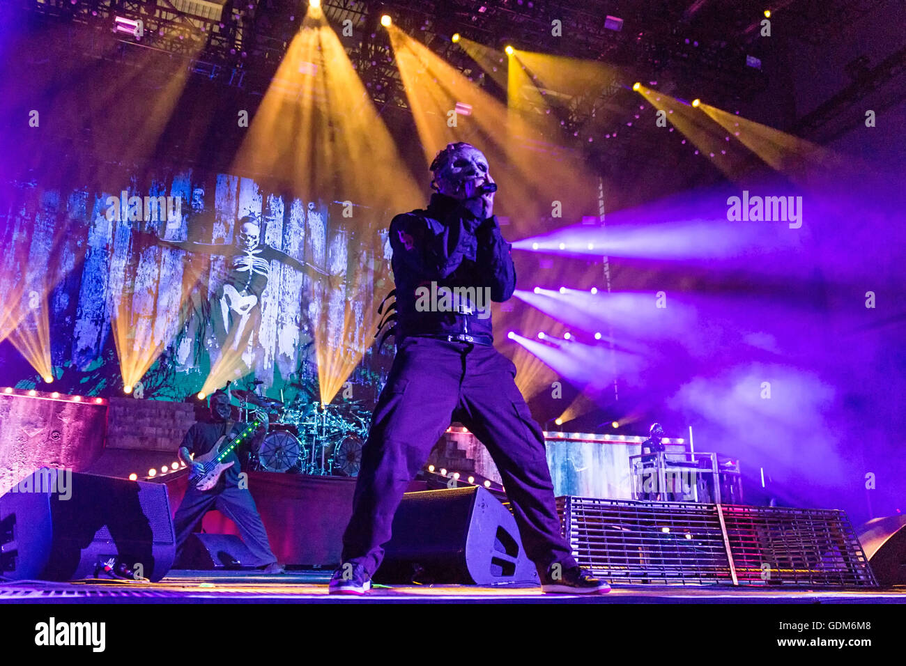 Chicago, Illinois, USA. 17 juillet, 2016. ALESSANDRO VENTURELLA, JAY WEINBERG, Corey Taylor et SID WILSON de Slipknot en concert au Toyota Park de Chicago pendant l'Open Air Music Festival à Chicago, Illinois © Daniel DeSlover/ZUMA/Alamy Fil Live News Banque D'Images