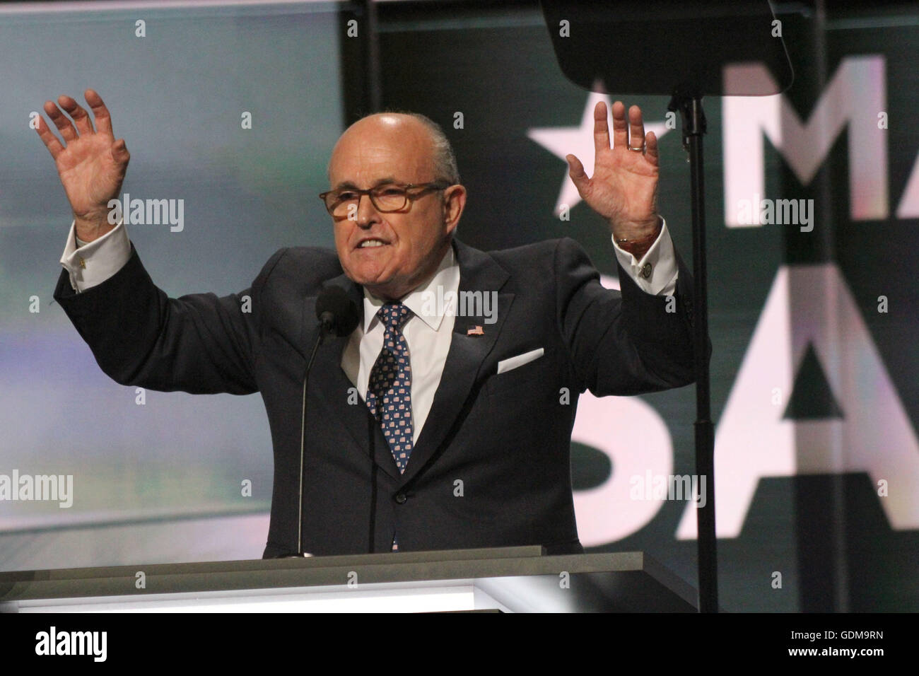 New York, USA. 18 juillet, 2016. Jour 1 de la Convention nationale républicaine qui s'est tenue à l'Aréna de Quicken dans Cleveland Ohio.Rudy Giuliani Crédit : Bruce Cotler/Globe Photos/ZUMA/Alamy Fil Live News Banque D'Images