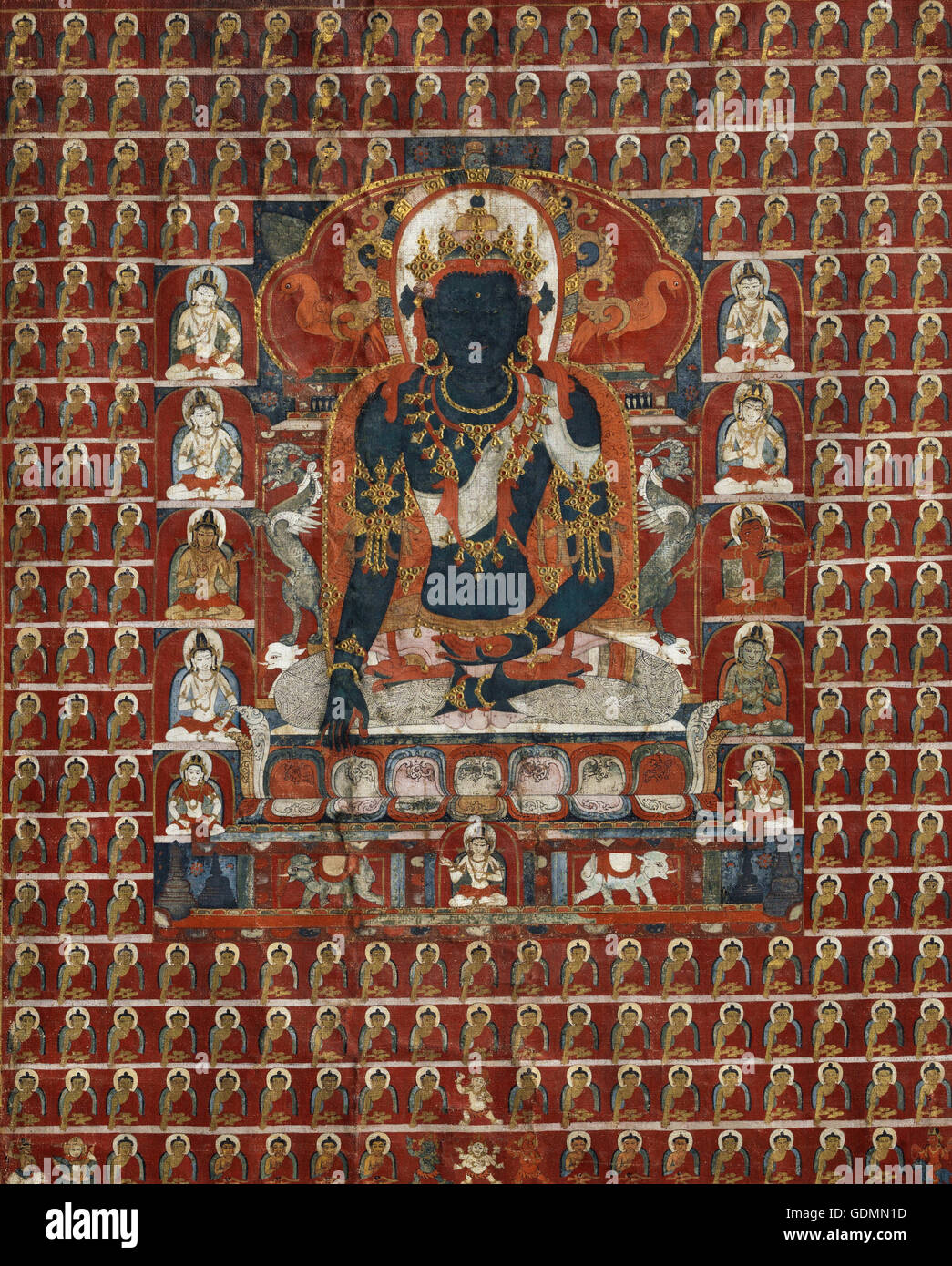 Akshobhya bouddha et l'Est de l'Assemblée générale de l'Sarvadurgatiparishodhana Mandala Banque D'Images