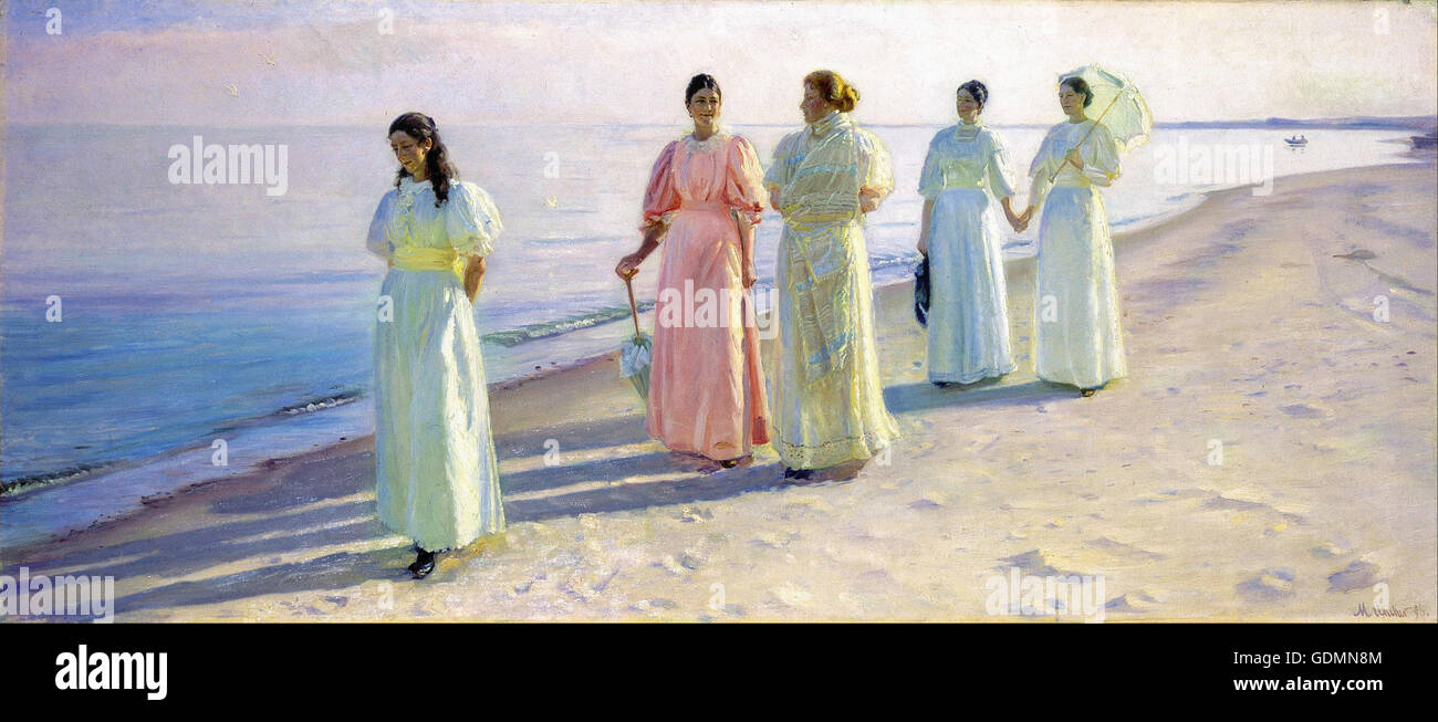 Michael Ancher - une promenade sur la plage Banque D'Images