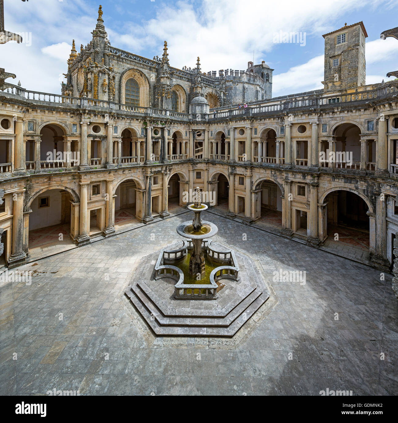 Grand Cloître par Diogo n'Torralva, panorama, forteresse de Tomar, le château des Templiers, Templiers, Patrimoine de l'UNESCO, Banque D'Images