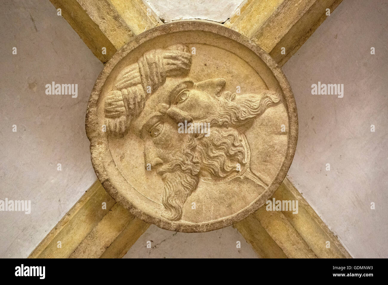 Voûte de la légendaire forteresse des Templiers de Tomar, le château des Templiers, Templiers, Patrimoine de l'UNESCO, Tomar, Santar Banque D'Images