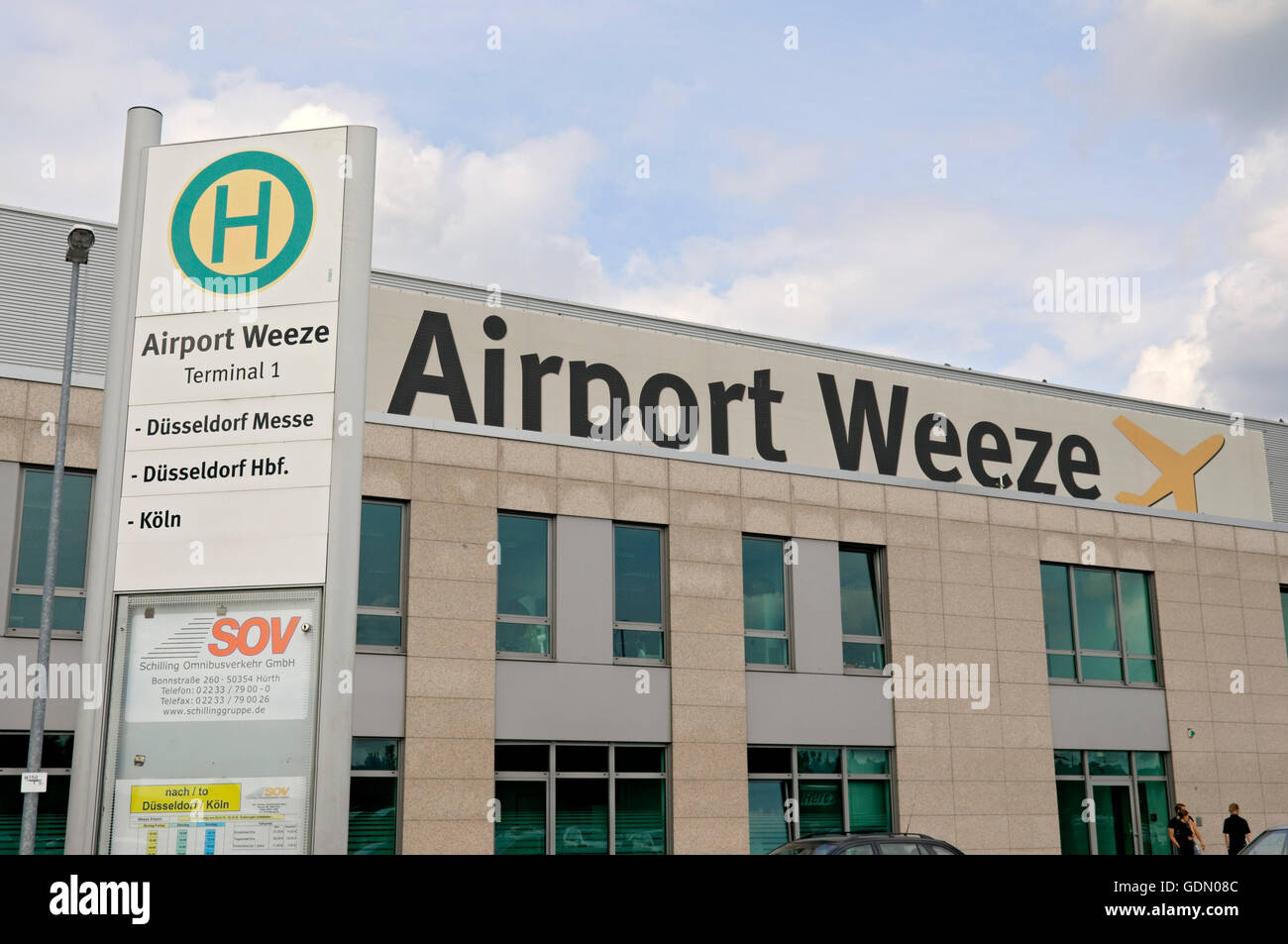 Aérogare, l'aéroport Weeze, région du Bas Rhin, Rhénanie du Nord-Westphalie Banque D'Images