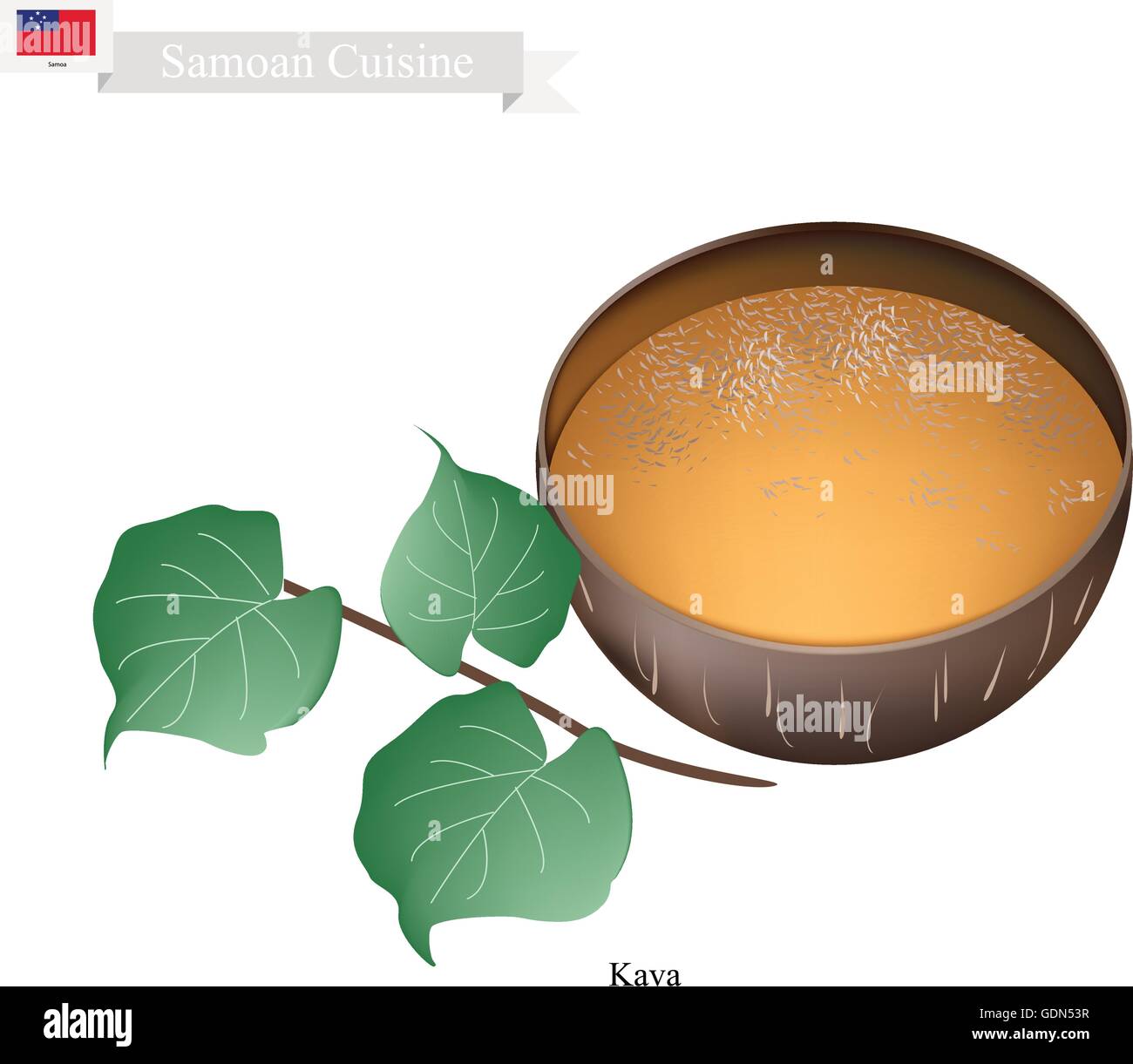 Cuisine Samoan, Illustration de boire du kava ou boisson traditionnelle faite à partir de la racine de la Kava mélangé avec de l'eau. L'un o Illustration de Vecteur