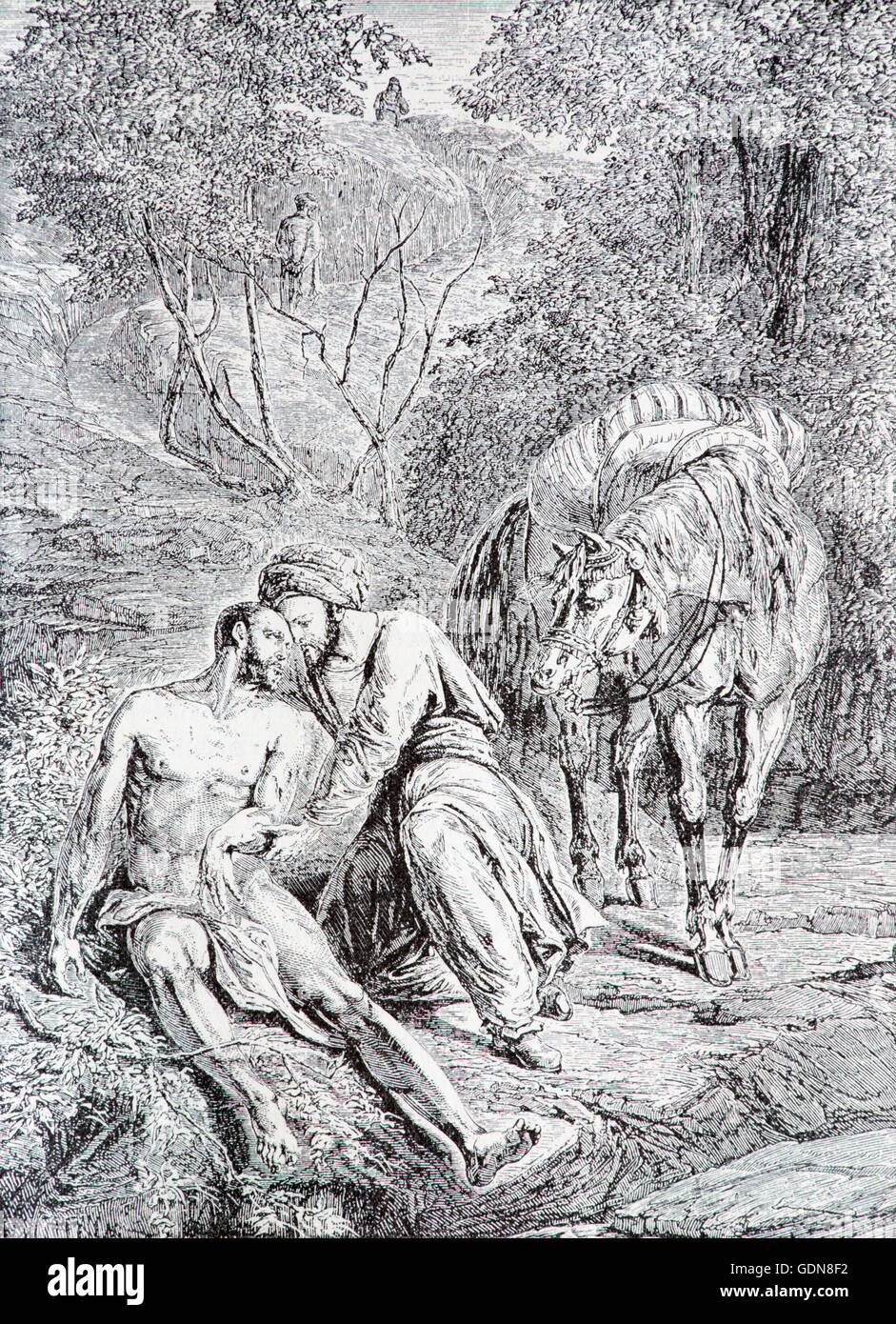 SEBECHLEBY SLOVAQUIE, - le 27 juillet 2015 : l'entrée de Jésus à Jérusalem la lithographie de l'artiste Jules Pelcoq, 1907 Banque D'Images