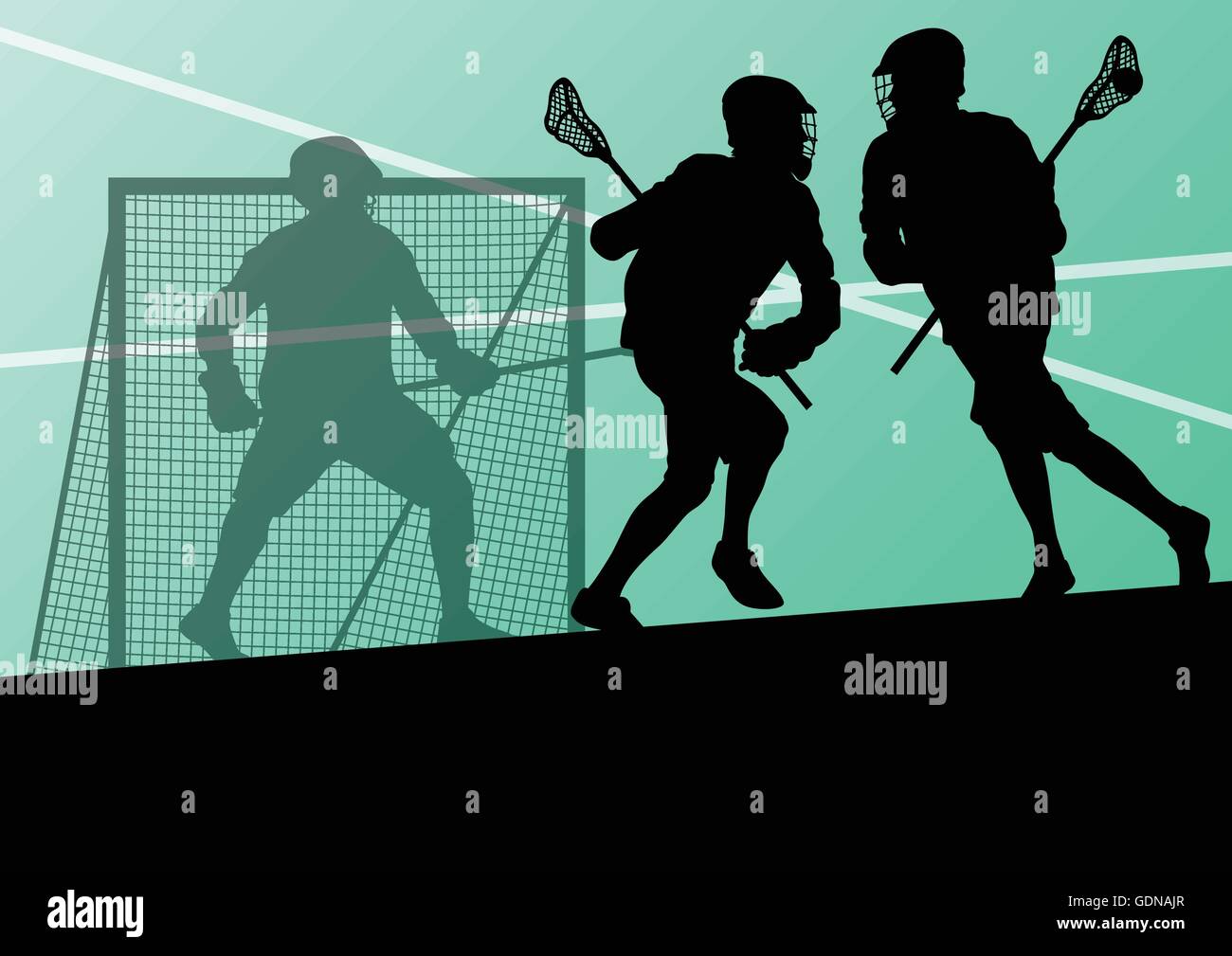 Joueurs de crosse sports actifs background illustration silhouettes Illustration de Vecteur