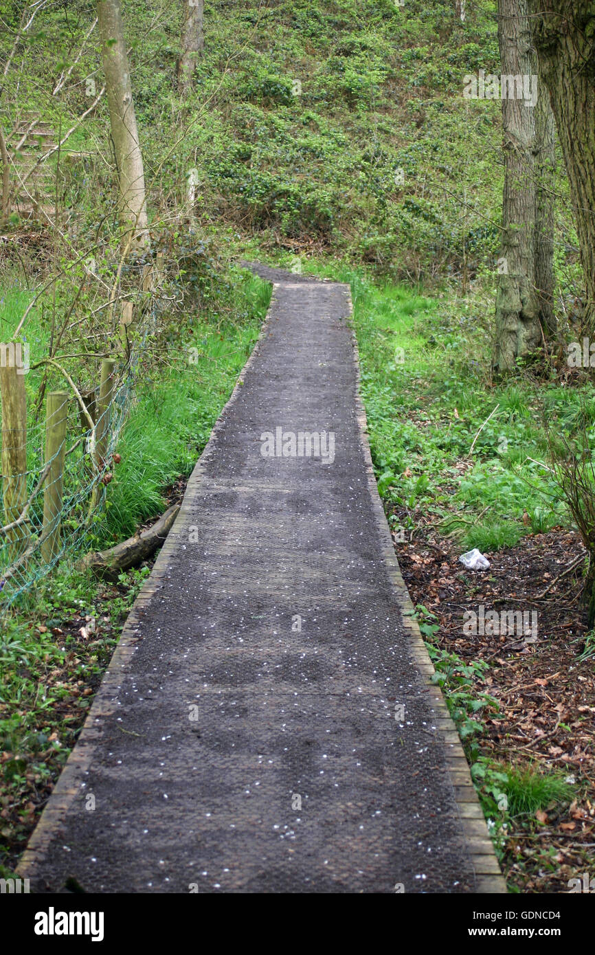 Promenade en bois avec filet de plastique Banque D'Images