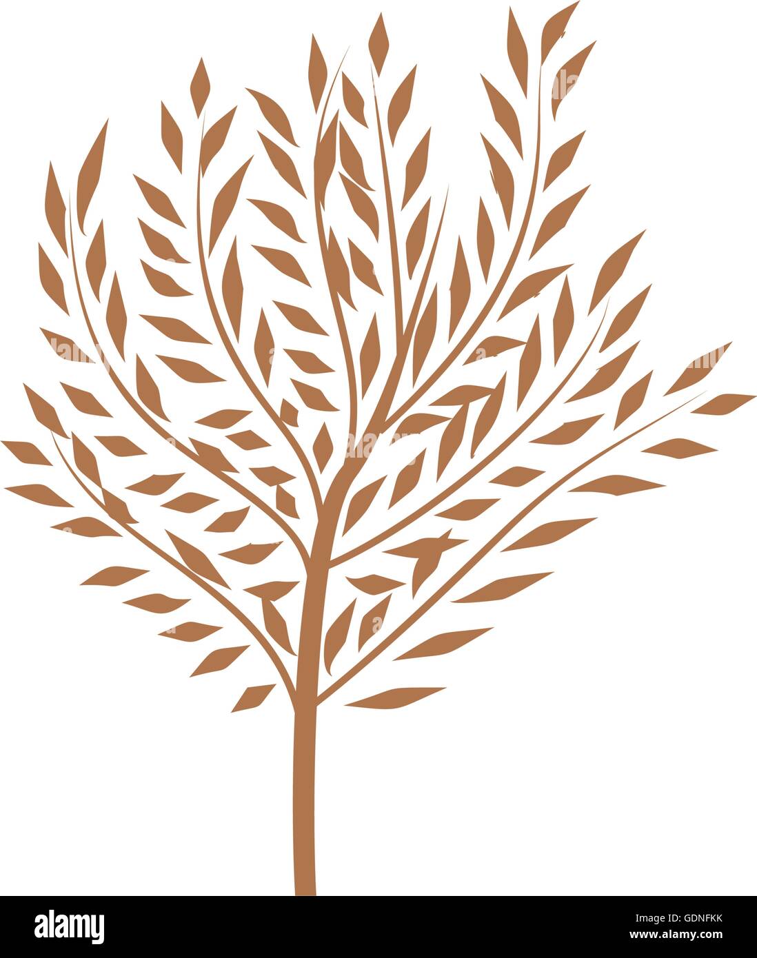 Le mince tronc de l'arbre avec des feuilles d'un logo. Forêt et parc. Design élégant. Illustration de Vecteur