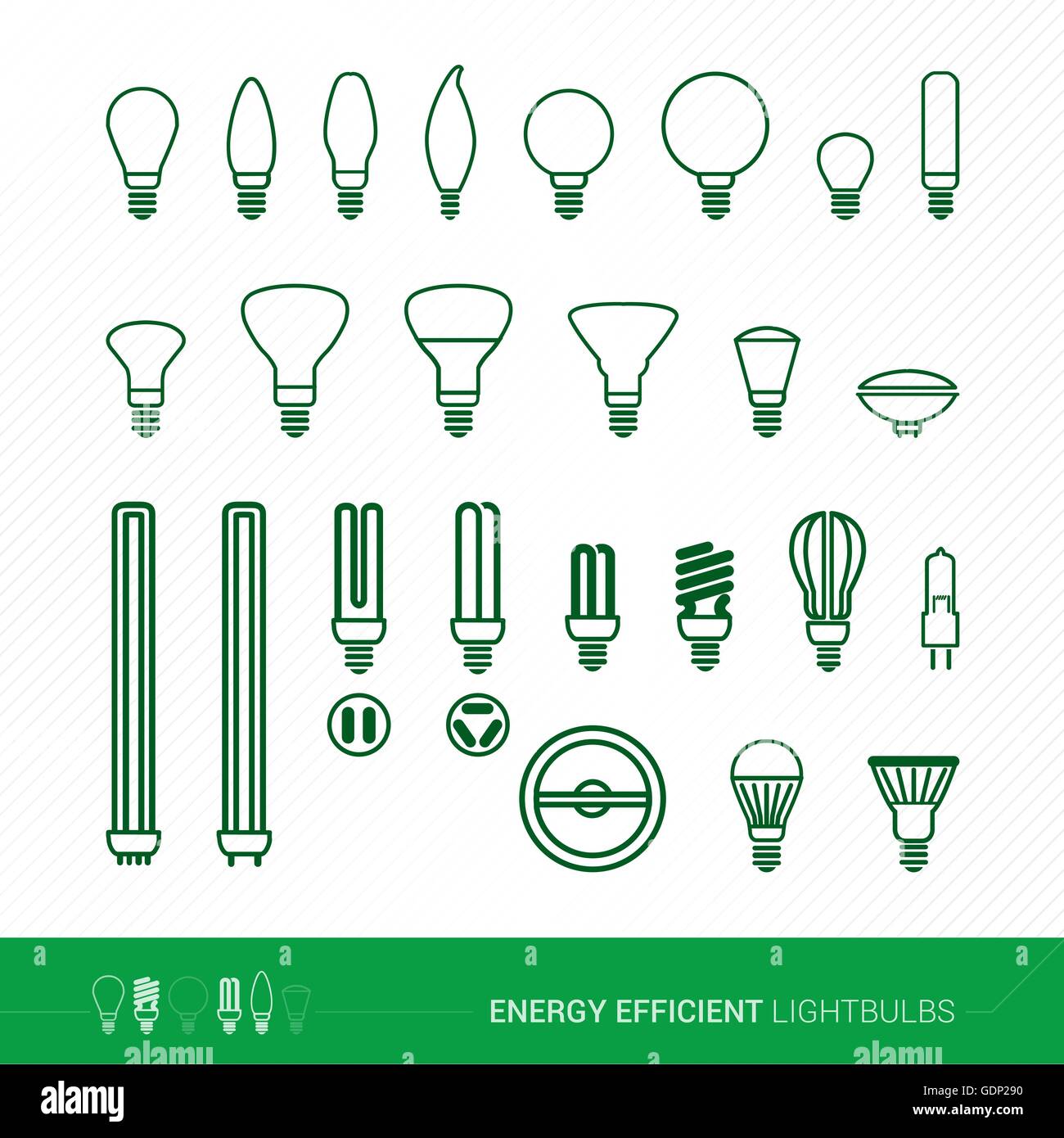 Ampoule et lampes CFL ensemble, l'énergie verte et l'efficacité concept Illustration de Vecteur