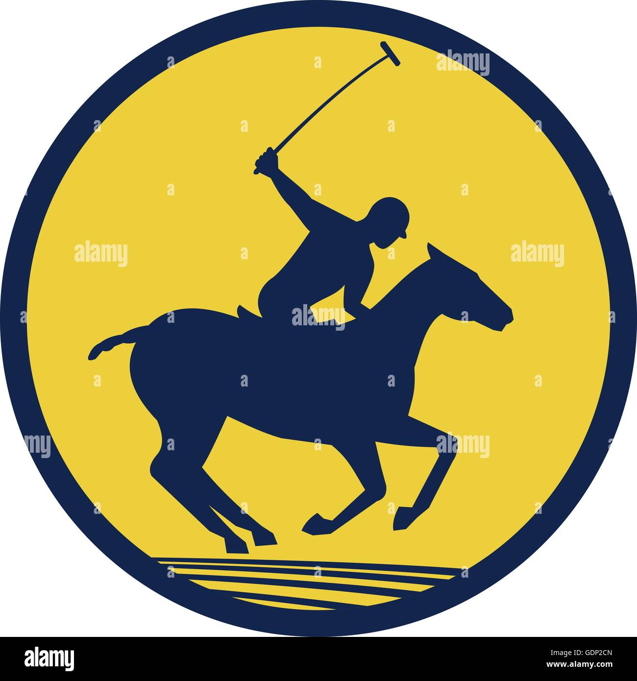 Illustration d'un joueur de polo équitation cheval avec stick polo mallet  vu du côté situé à l'intérieur du cercle sur fond isolé Image Vectorielle  Stock - Alamy