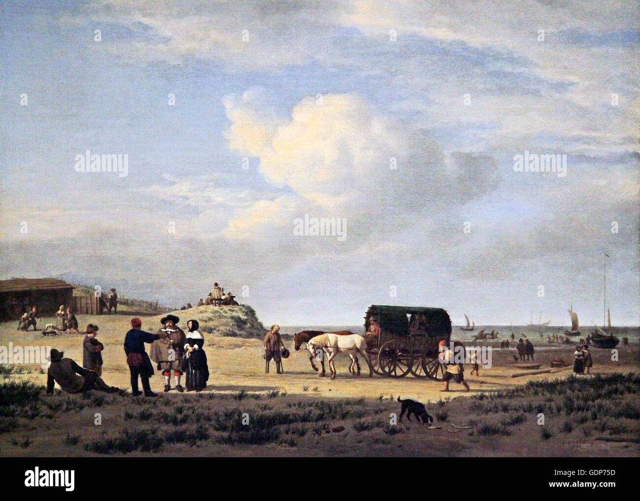 Les gens sur la plage à Scheveningen 1660 par Adriaen van de Velde 1636-1672 Banque D'Images