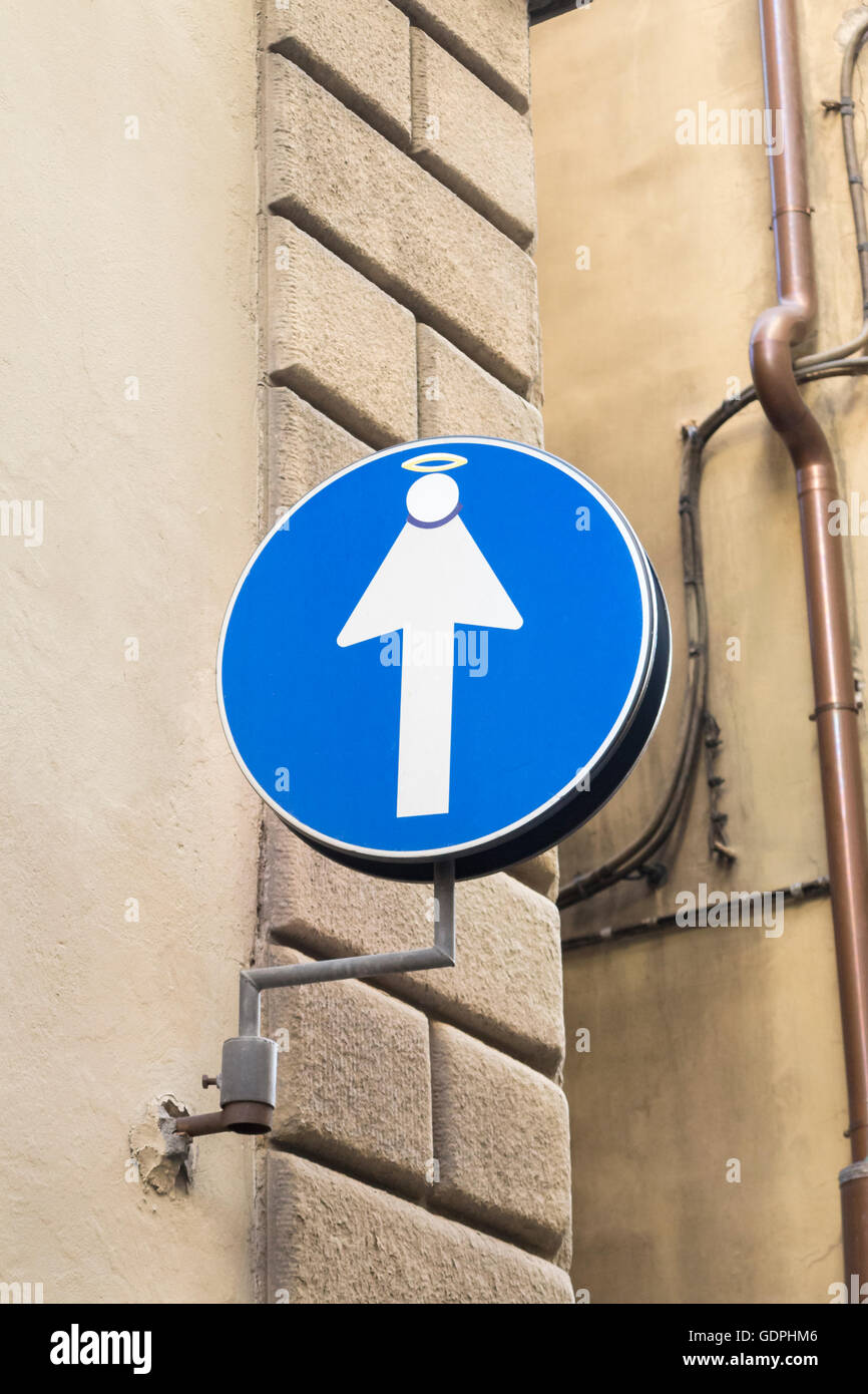 Funny road sign in Florence, Italie Banque D'Images