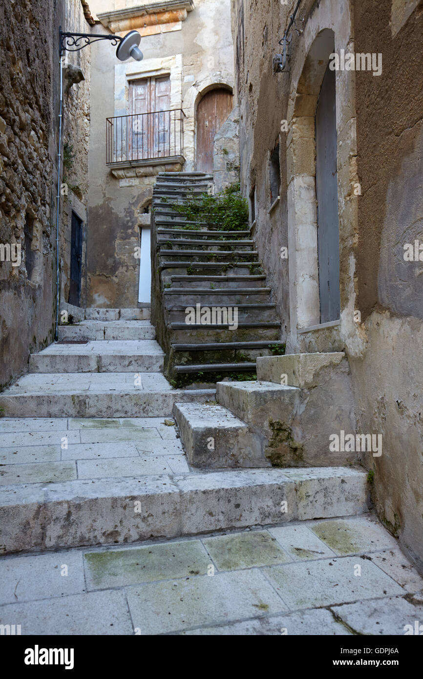 Détails des rues étroites de Ragusa Ibla, Sicile, Italie Banque D'Images