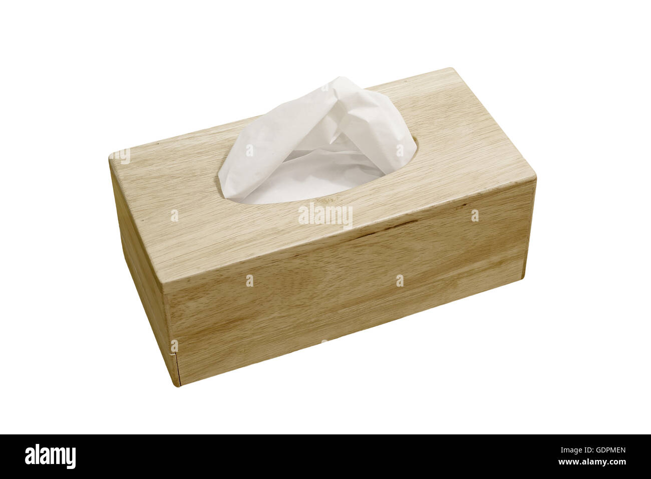 Le papier de soie, dans un coffret en bois isolé sur fond blanc Banque D'Images