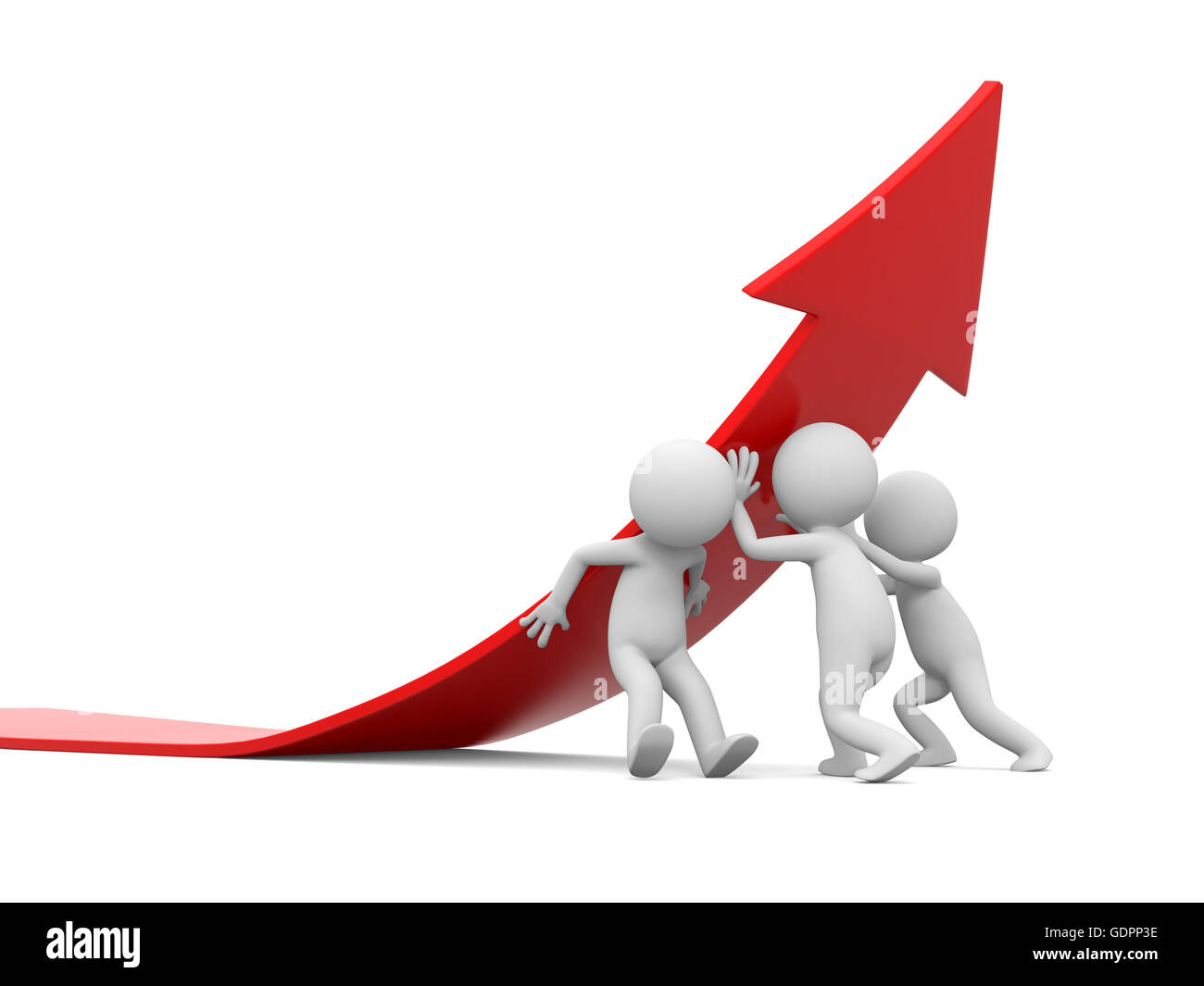 En poussant les gens 3d flèche rouge. Concept de solution Banque D'Images