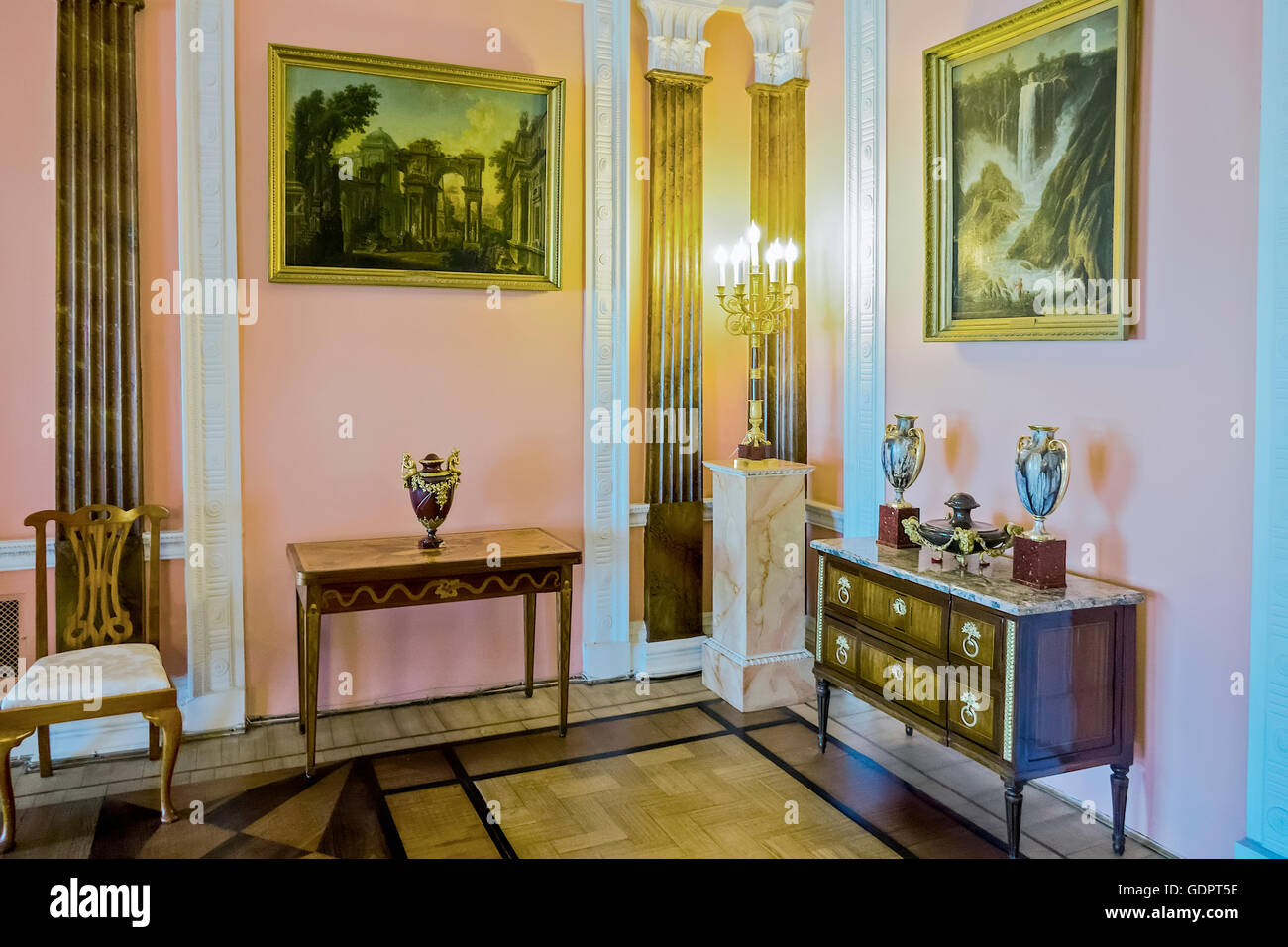 Une salle de réception palais De Catherine Pushkin Saint Petersburg Russie Banque D'Images
