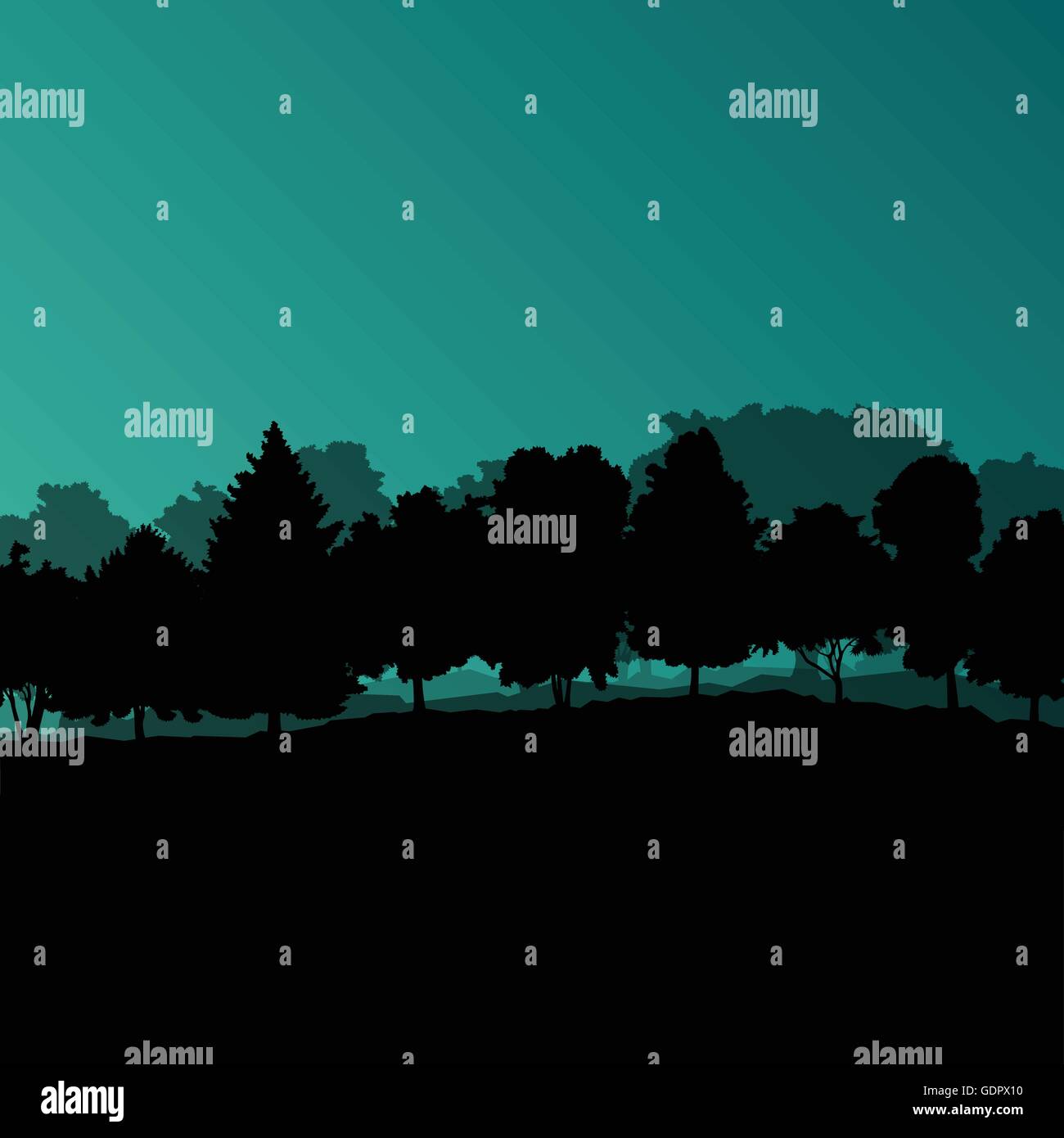 Les arbres des forêts naturelles silhouettes illustration détaillée paysage sauvage vecteur d'arrière-plan Illustration de Vecteur