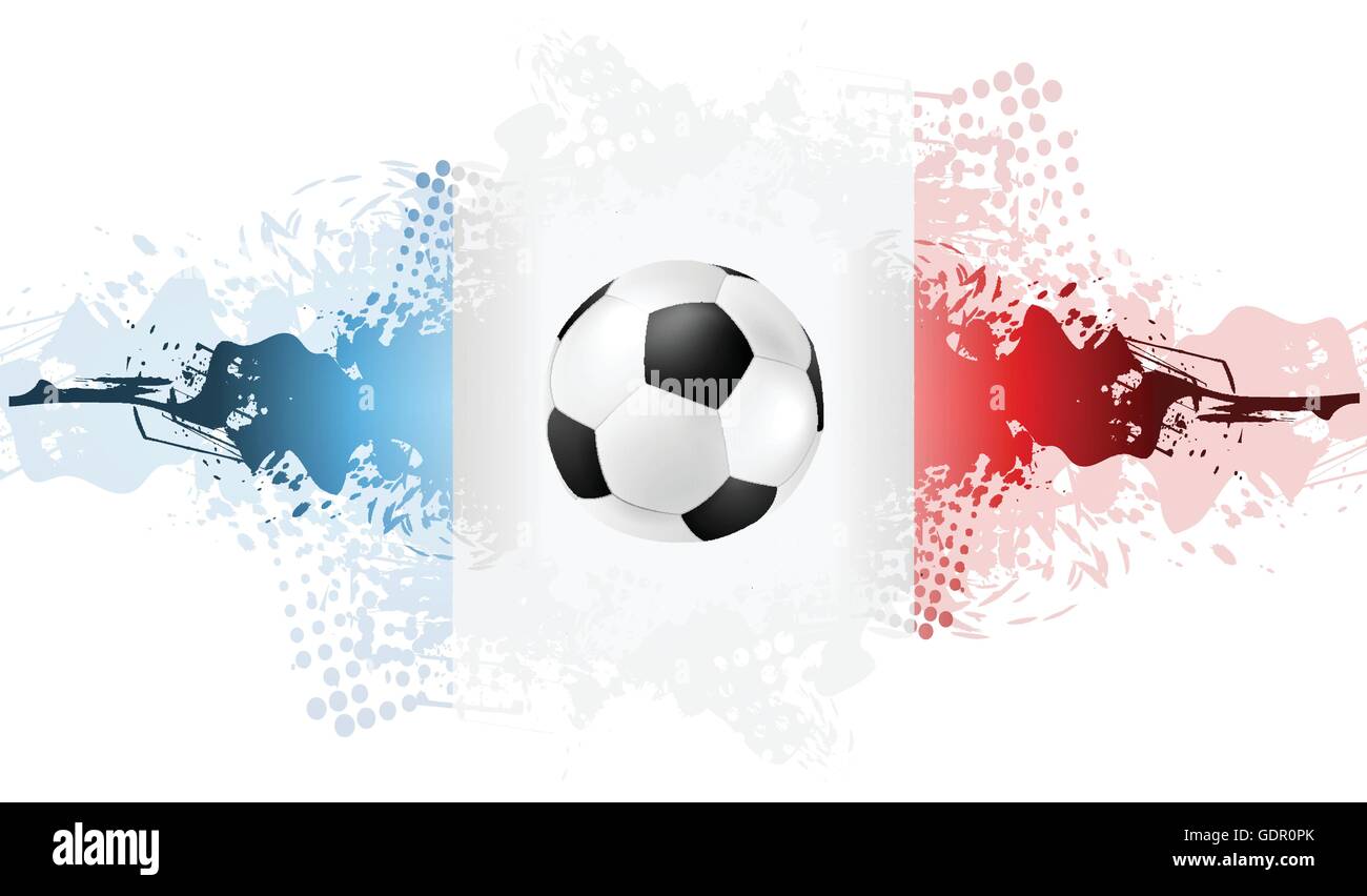 Championnat d'Europe de football en France, grunge fond splash. Euro Vector sport design, couleurs du drapeau France Illustration de Vecteur