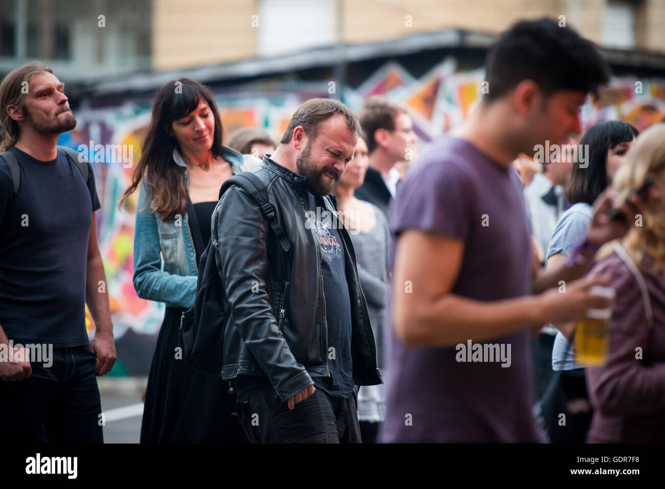 Au cours de l'auditoire au concert de musique Festival de débit, Ljubljana, Slovénie, 2015 Banque D'Images