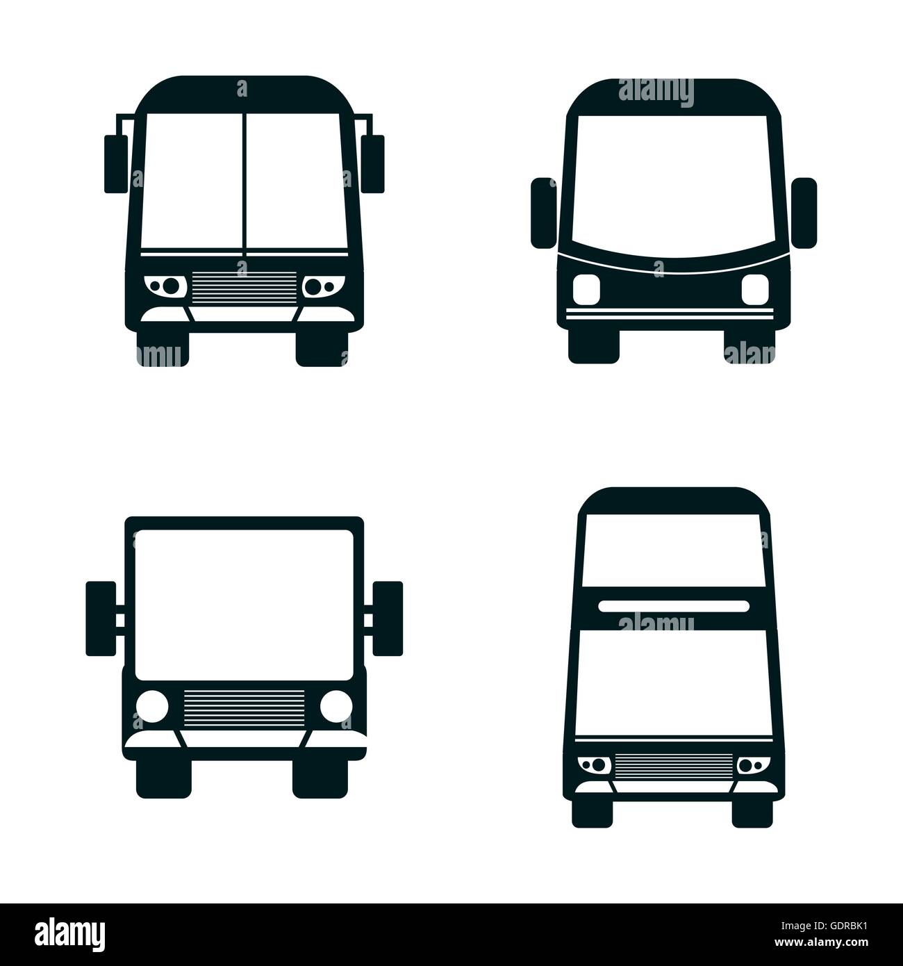 Types de bus set design isolés des icônes Illustration de Vecteur