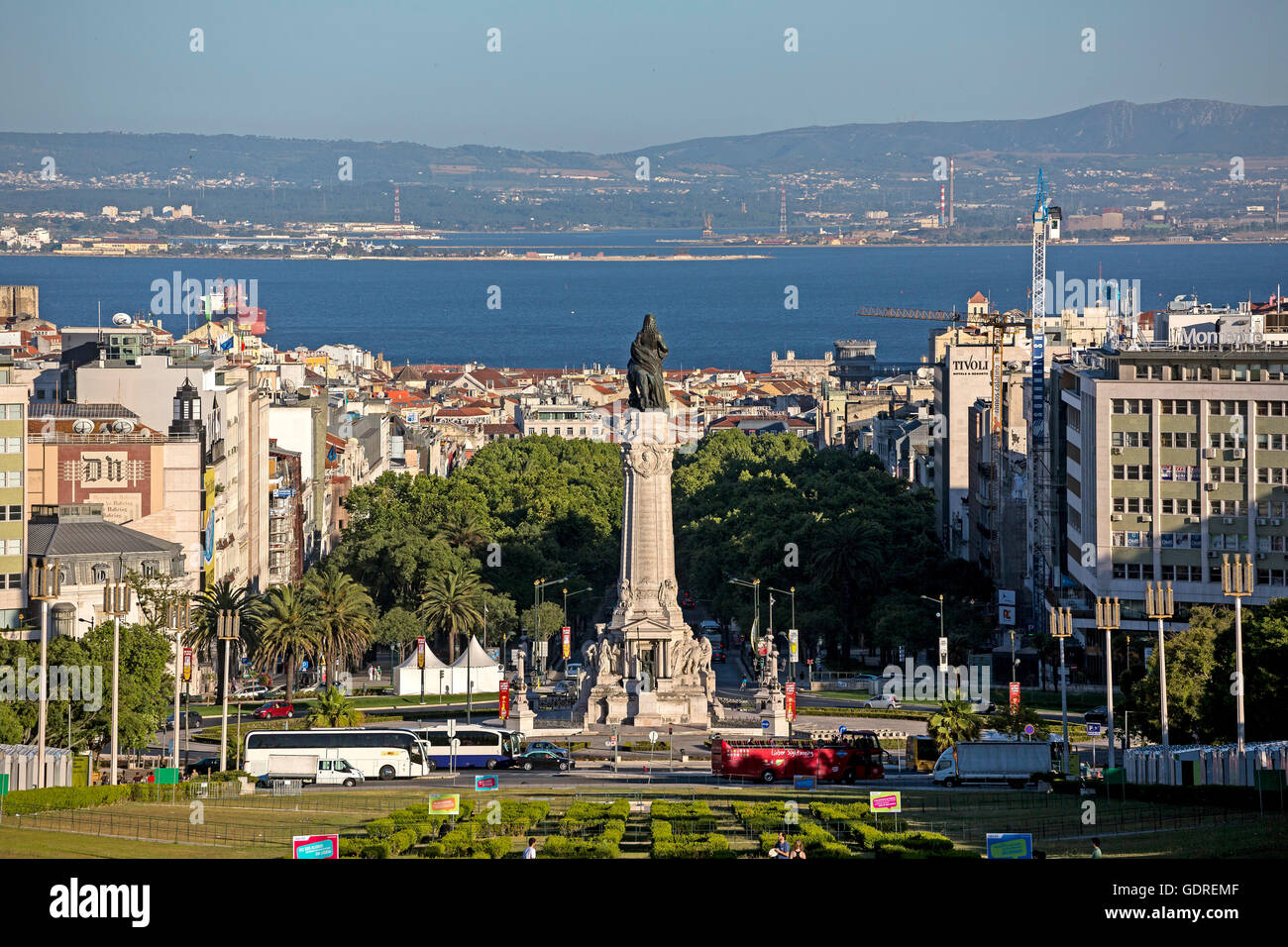 Vue de Lisbonne sur la Praça do Marqués de Pombal, Lisbonne, du district de Lisbonne, Portugal, Europe, voyage, photographie de voyages organisés Banque D'Images