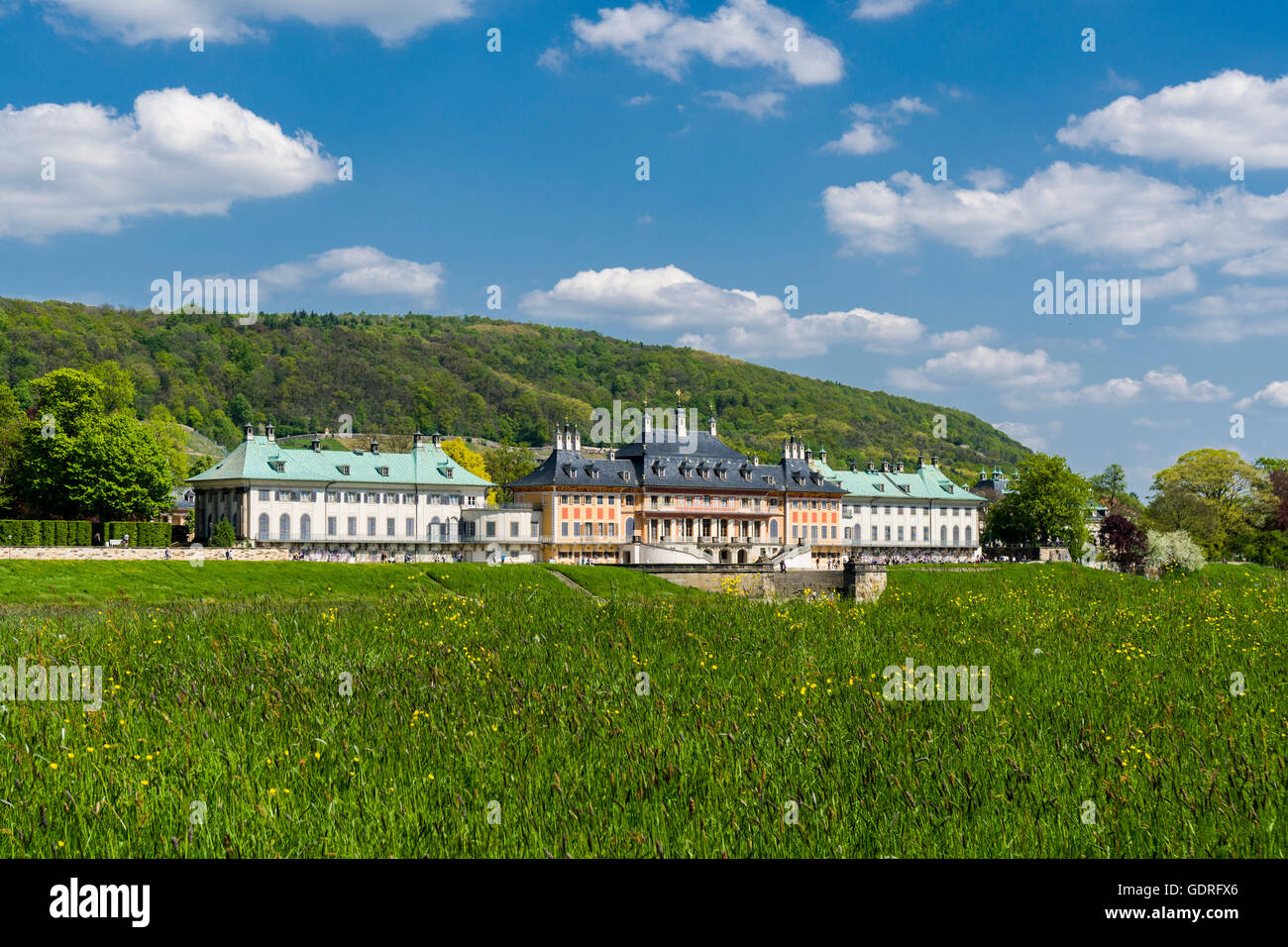 Le château de Pillnitz l'Elbe, Dresde, Saxe, Allemagne Banque D'Images