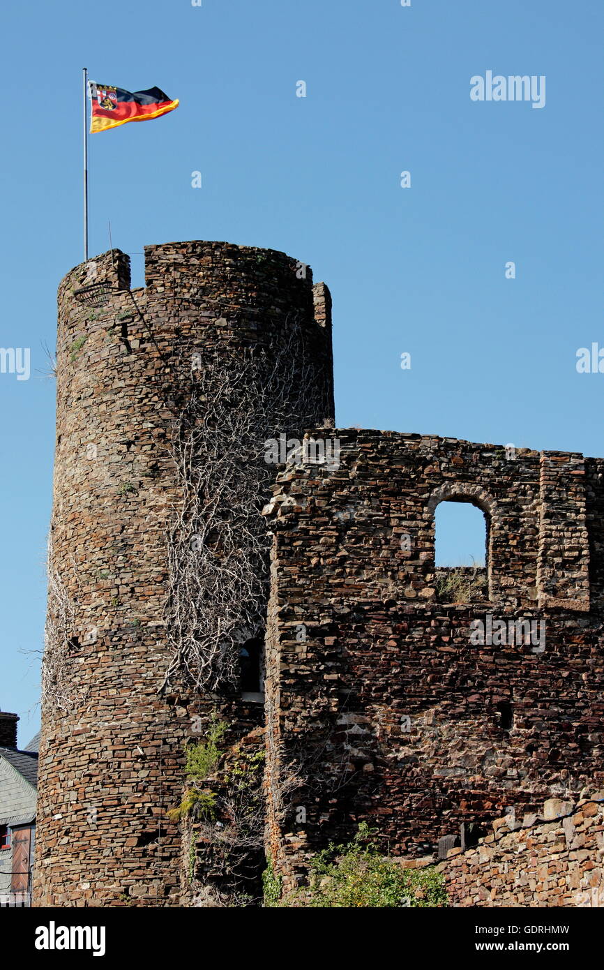 Géographie / voyage, Allemagne, Rhénanie-Palatinat, Alken, Burg Thurant, construction : 1198, ruine, 'Koelner Turm (tour de Cologne), Additional-Rights Clearance-Info-Not-Available- Banque D'Images