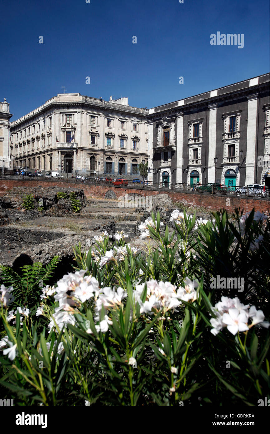 Le centre-ville de la vieille ville de Catane en Sicile en Italie du sud en Europe. Banque D'Images