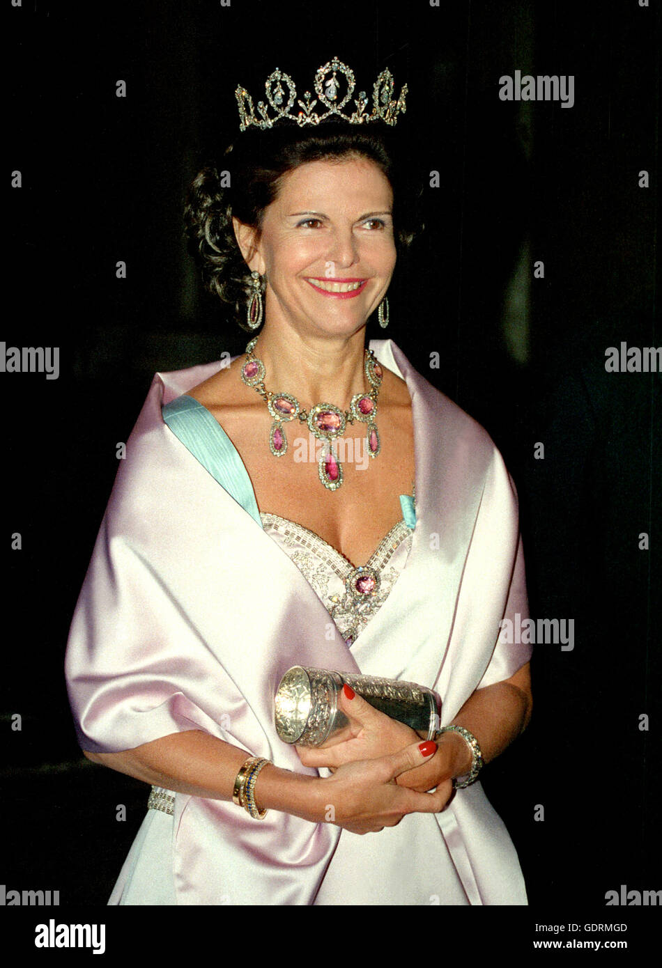 La Reine Silvia de Suède en robe de gala Banque D'Images