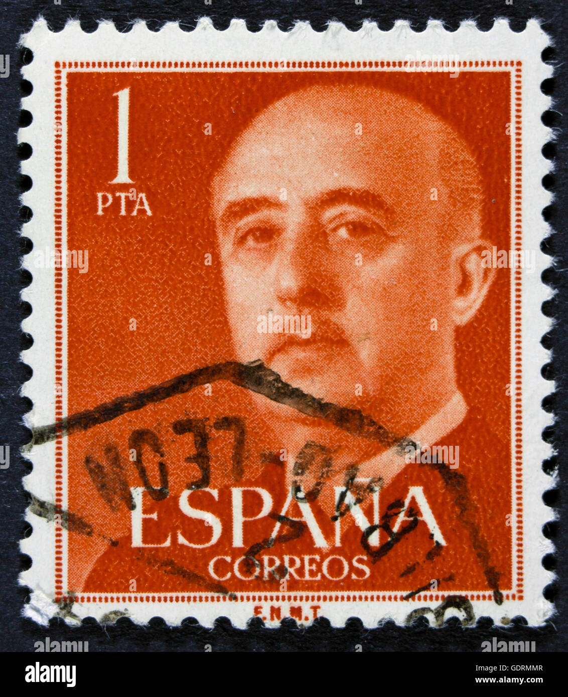 Espagne - circa 1949 : timbres en espagne montrant un portrait du général Francisco Franco 1892-1975 , la série "Francisco Franco', Banque D'Images