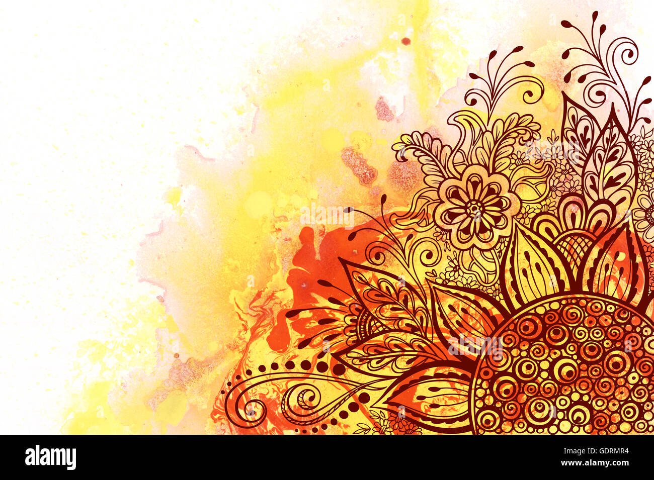 Motif floral sur l'Aquarelle Banque D'Images