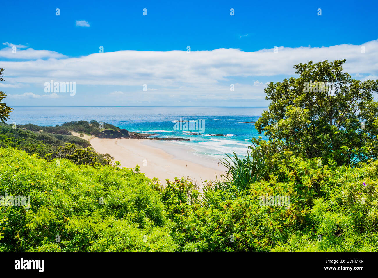 Sur la plage de l'Île Stradbroke-nord vide Banque D'Images