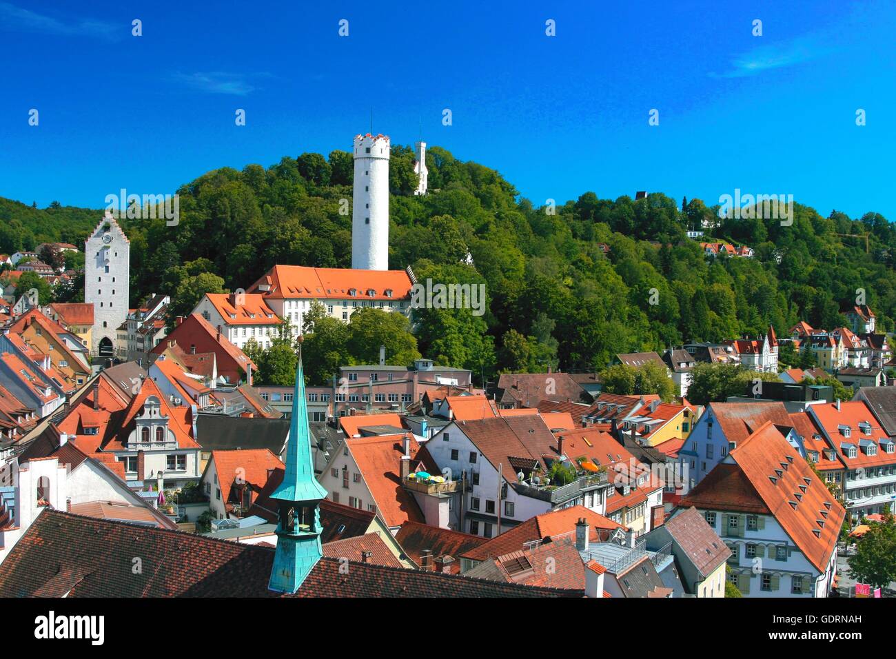 Géographie / voyage, Allemagne, Bade-Wurtemberg, Ravensburg, vue sur la ville avec l'Obertor (gate), Mehlsack (tour), Veitsburg (château), Additional-Rights Clearance-Info-Not-Available- Banque D'Images