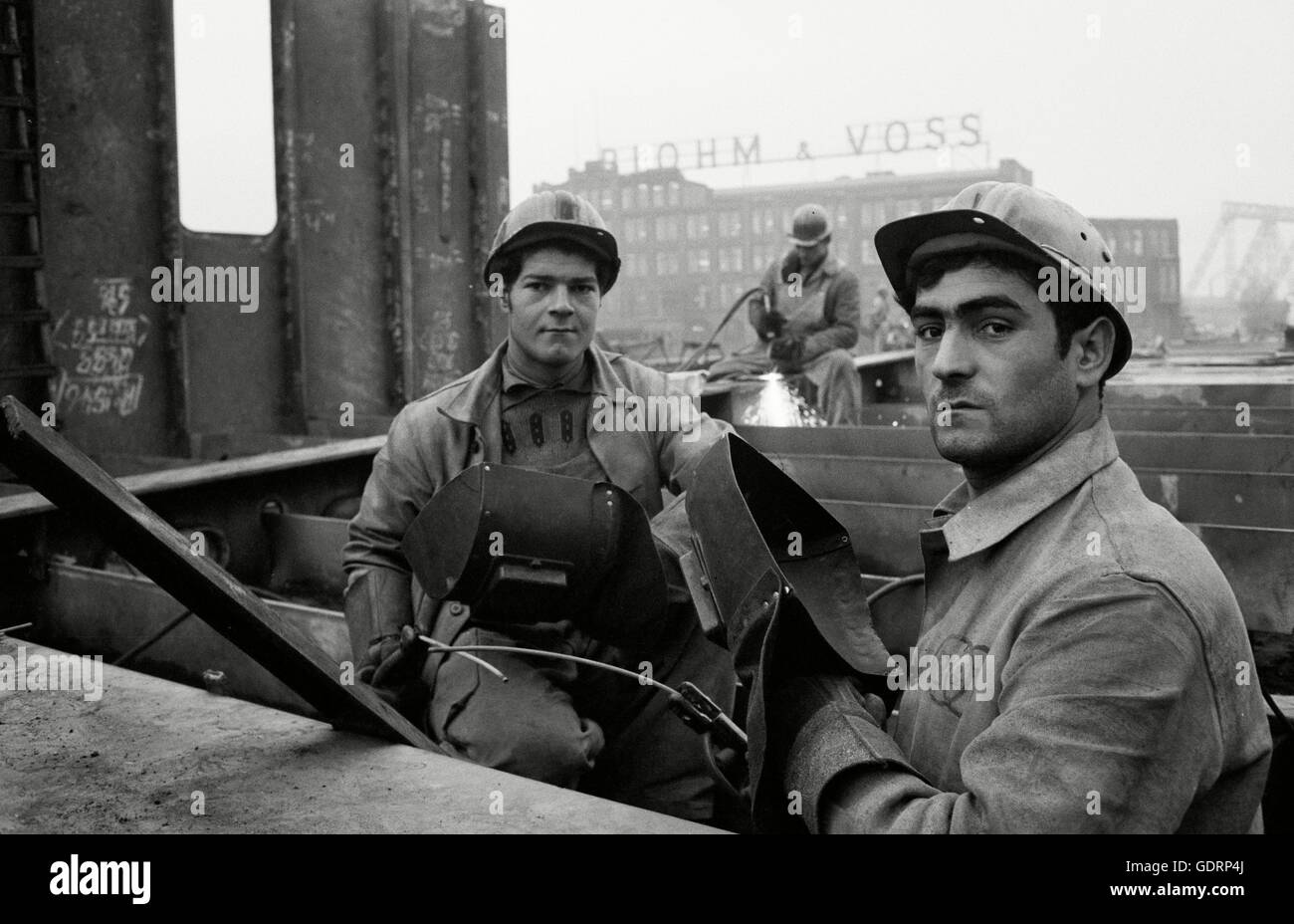 L'Lapertosa frères ont été embauchés au chantier naval Blohm et Voss. Banque D'Images