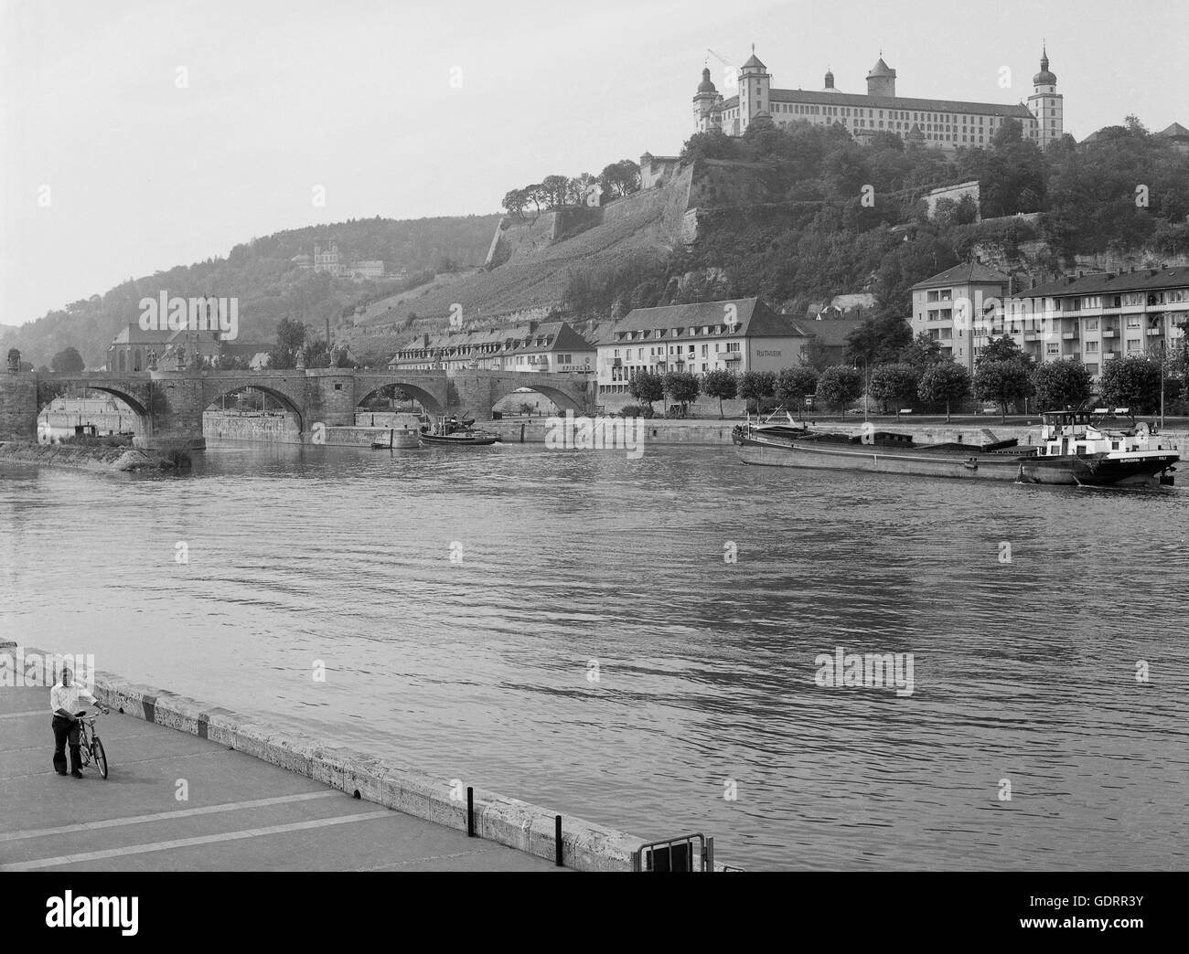 La forteresse de Marienberg à Würzburg, 1950 Banque D'Images