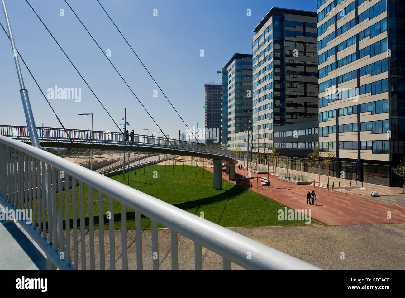 Pont dans la zone du Forum, Barcelone, Catalogne, Espagne Banque D'Images