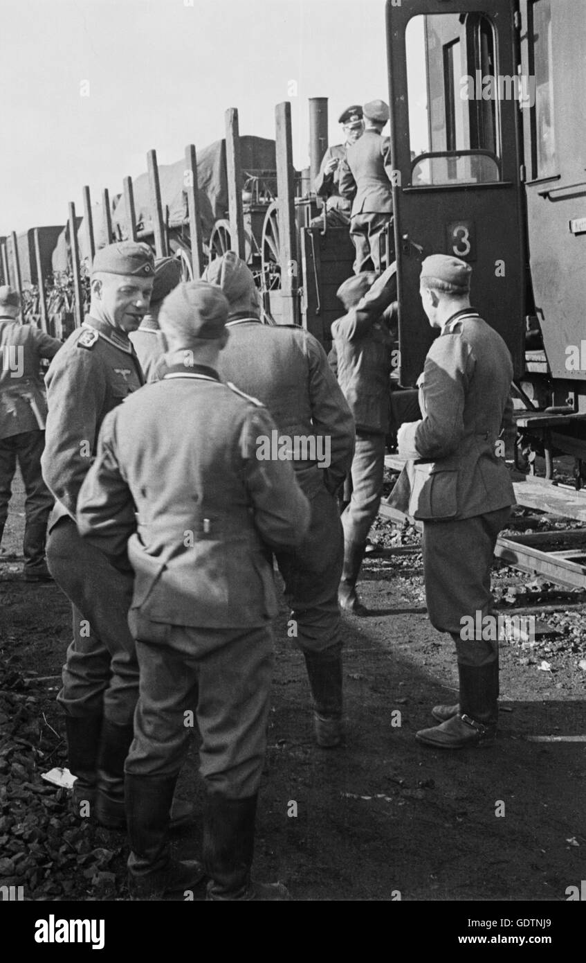 Les soldats allemands au cours d'un transport de troupes, 1941-1945 Banque D'Images